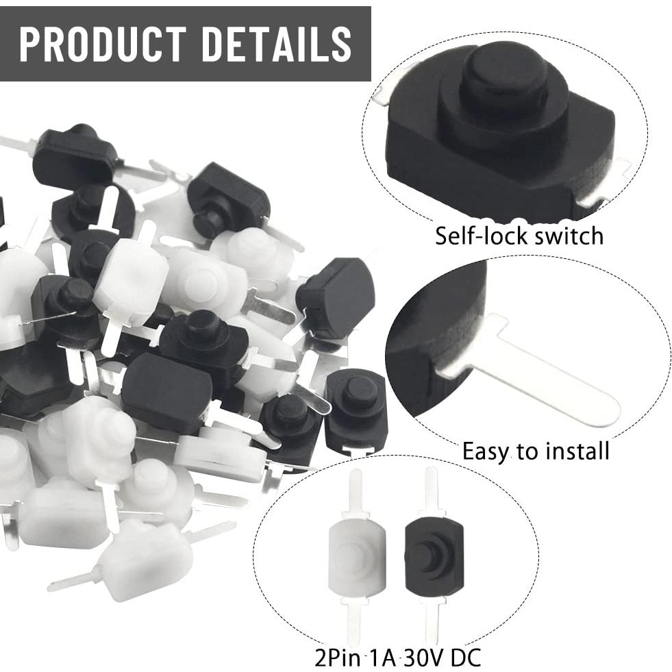 WMYCONGCONG 40 Piezas Interruptor Botón Pulsador Mini 30V 1A