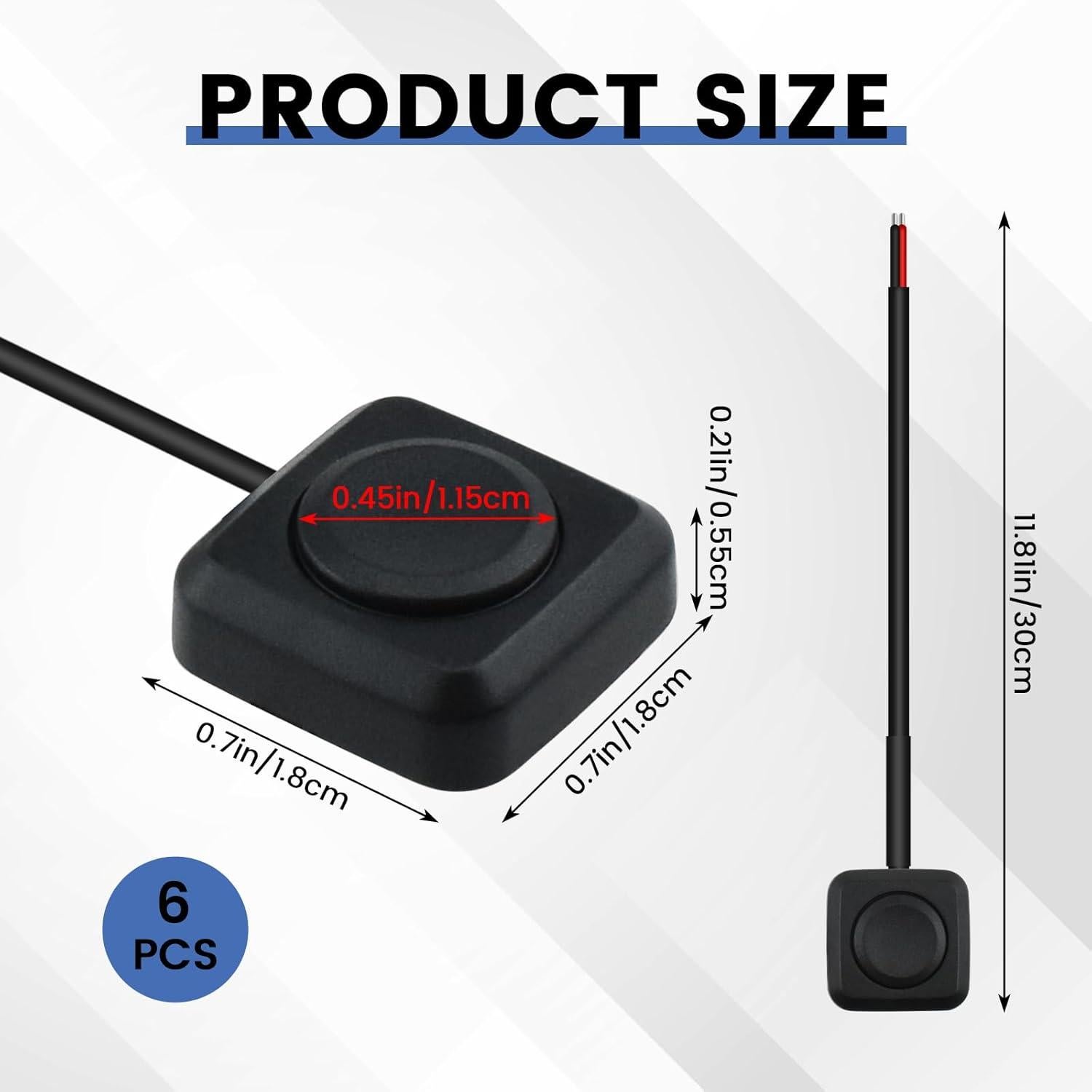 6 Interruptores Momentáneos 12V/24V SATUY con Cables 30cm