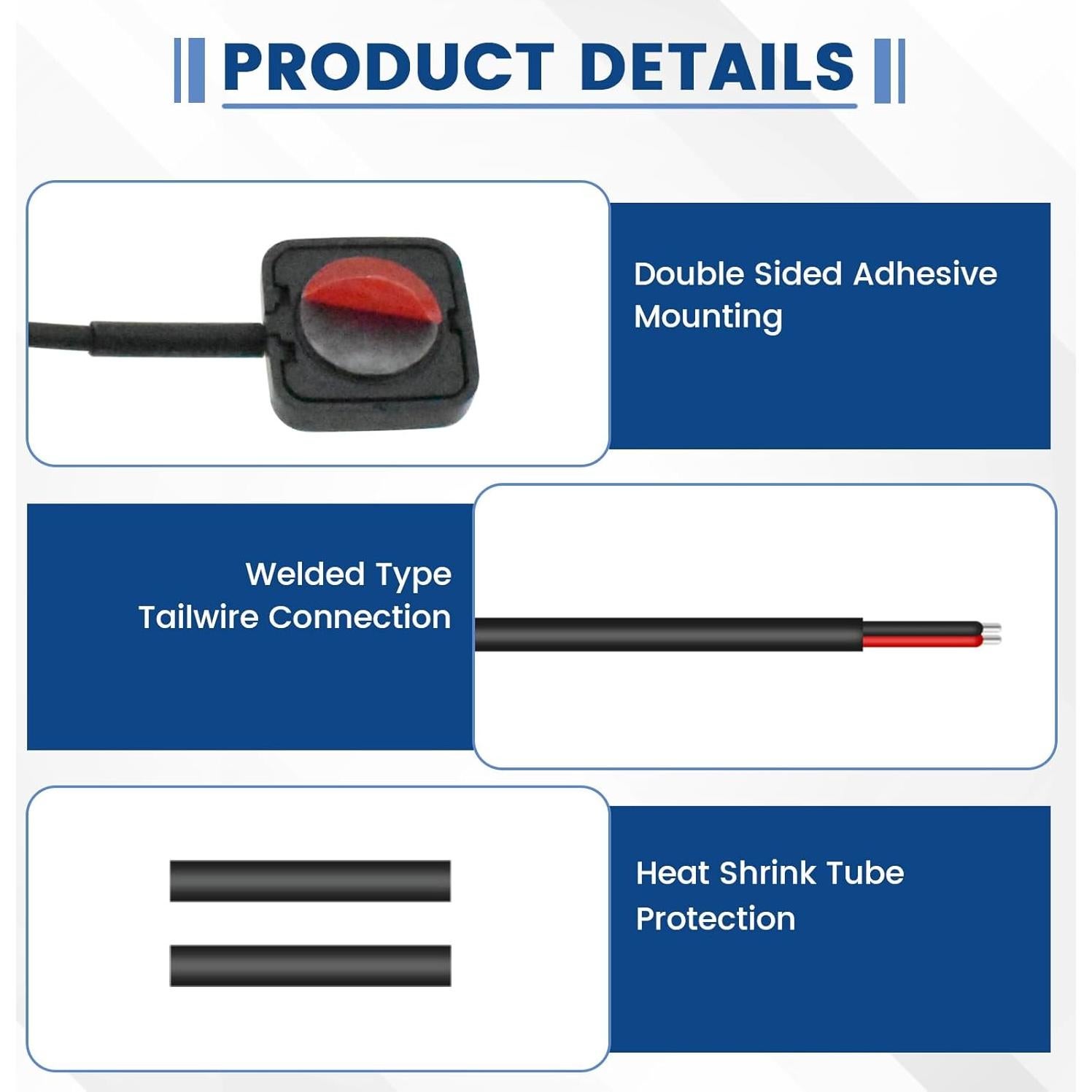 6 Interruptores Momentáneos 12V/24V SATUY con Cables 30cm