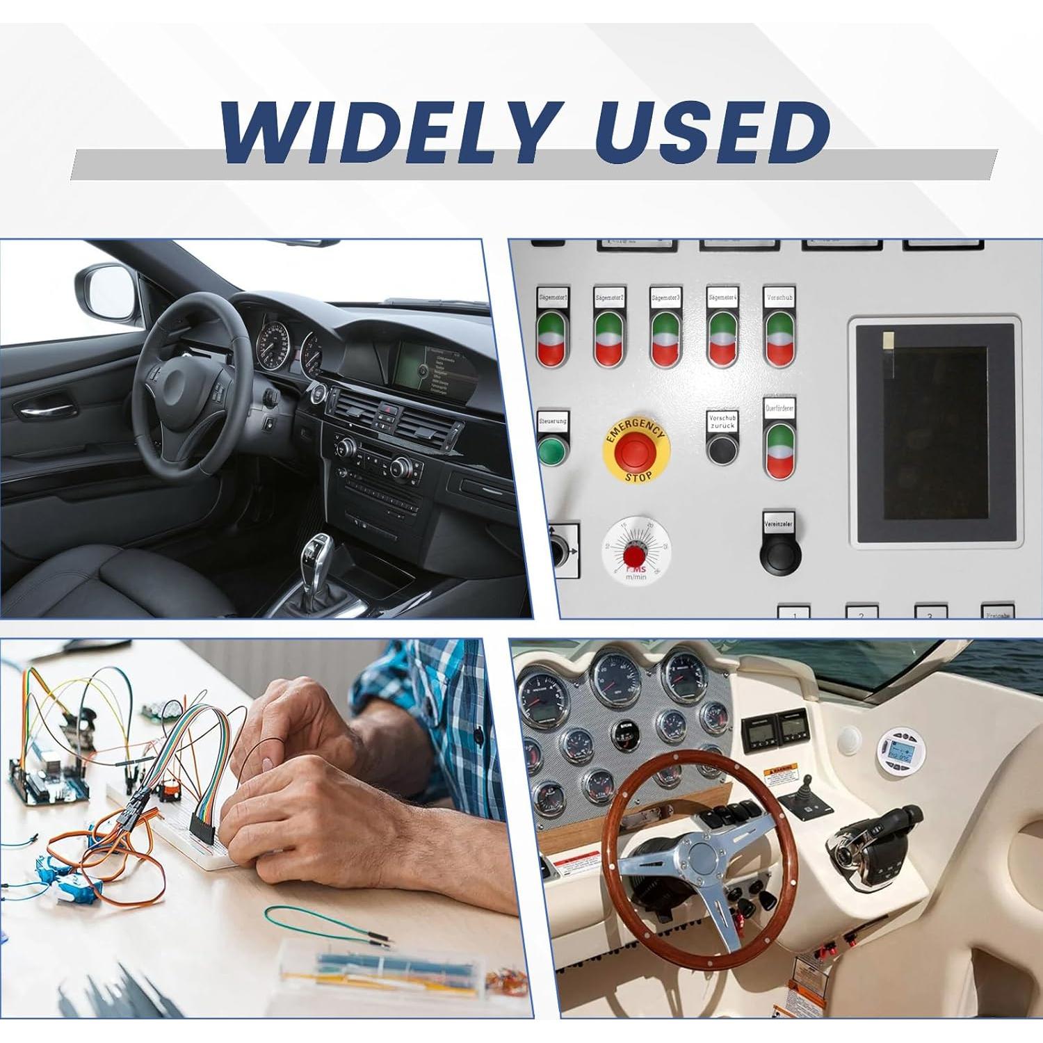 6 Interruptores Momentáneos 12V/24V SATUY con Cables 30cm