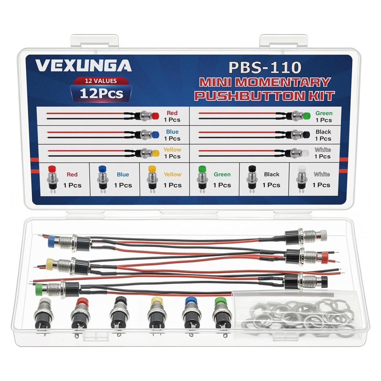 Interruptor de Botón Momentáneo VEXUNGA 12 Piezas 250V 1A