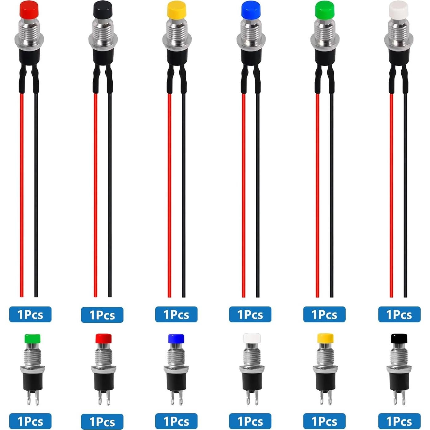 Interruptor de Botón Momentáneo VEXUNGA 12 Piezas 250V 1A