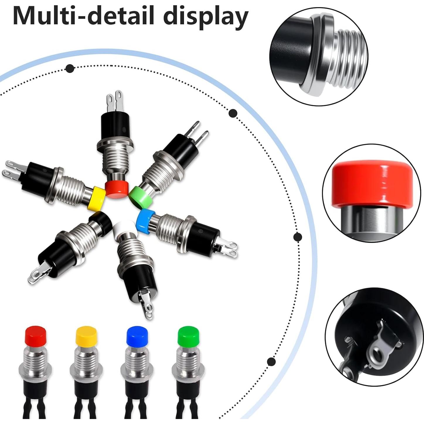 Interruptor de Botón Momentáneo VEXUNGA 12 Piezas 250V 1A