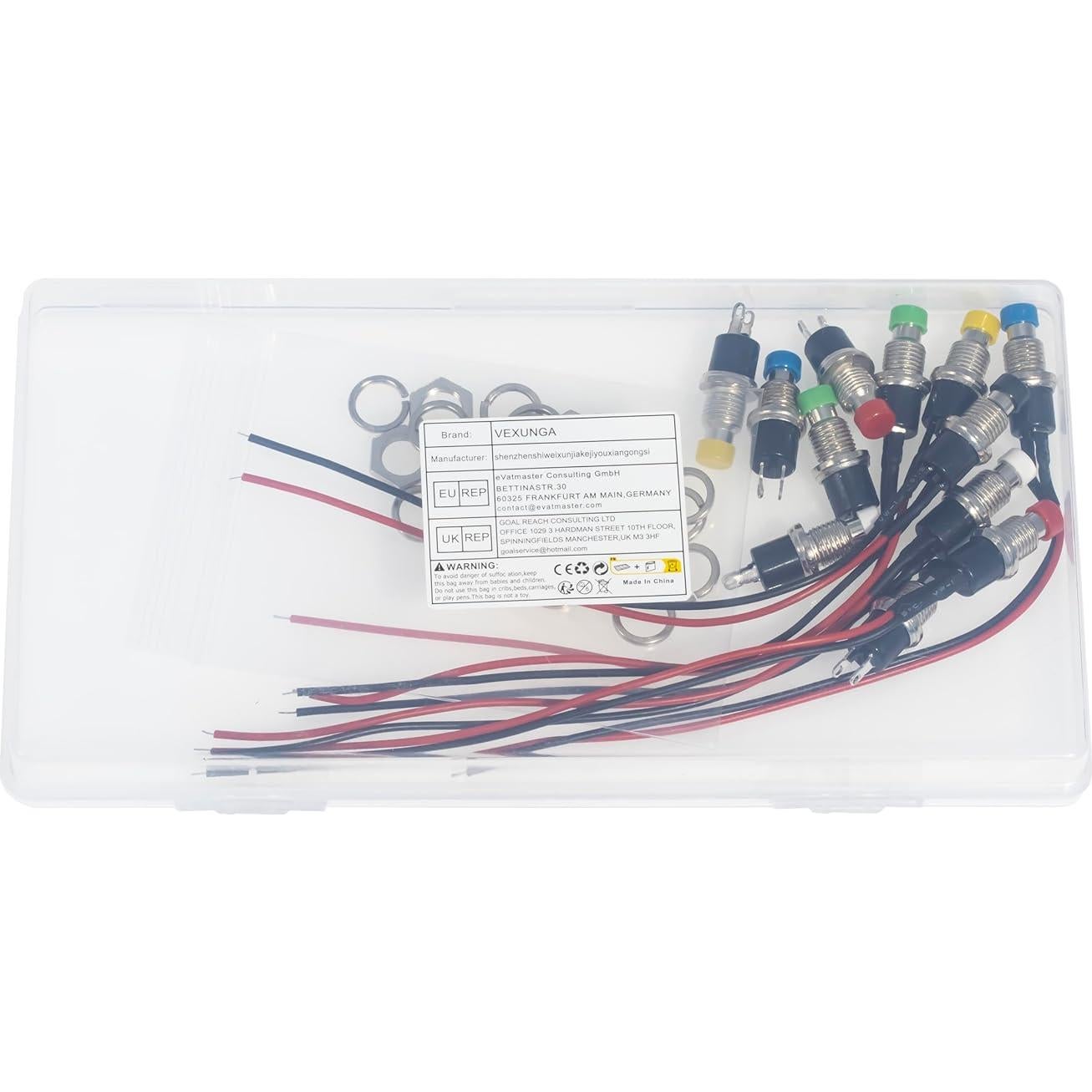 Interruptor de Botón Momentáneo VEXUNGA 12 Piezas 250V 1A