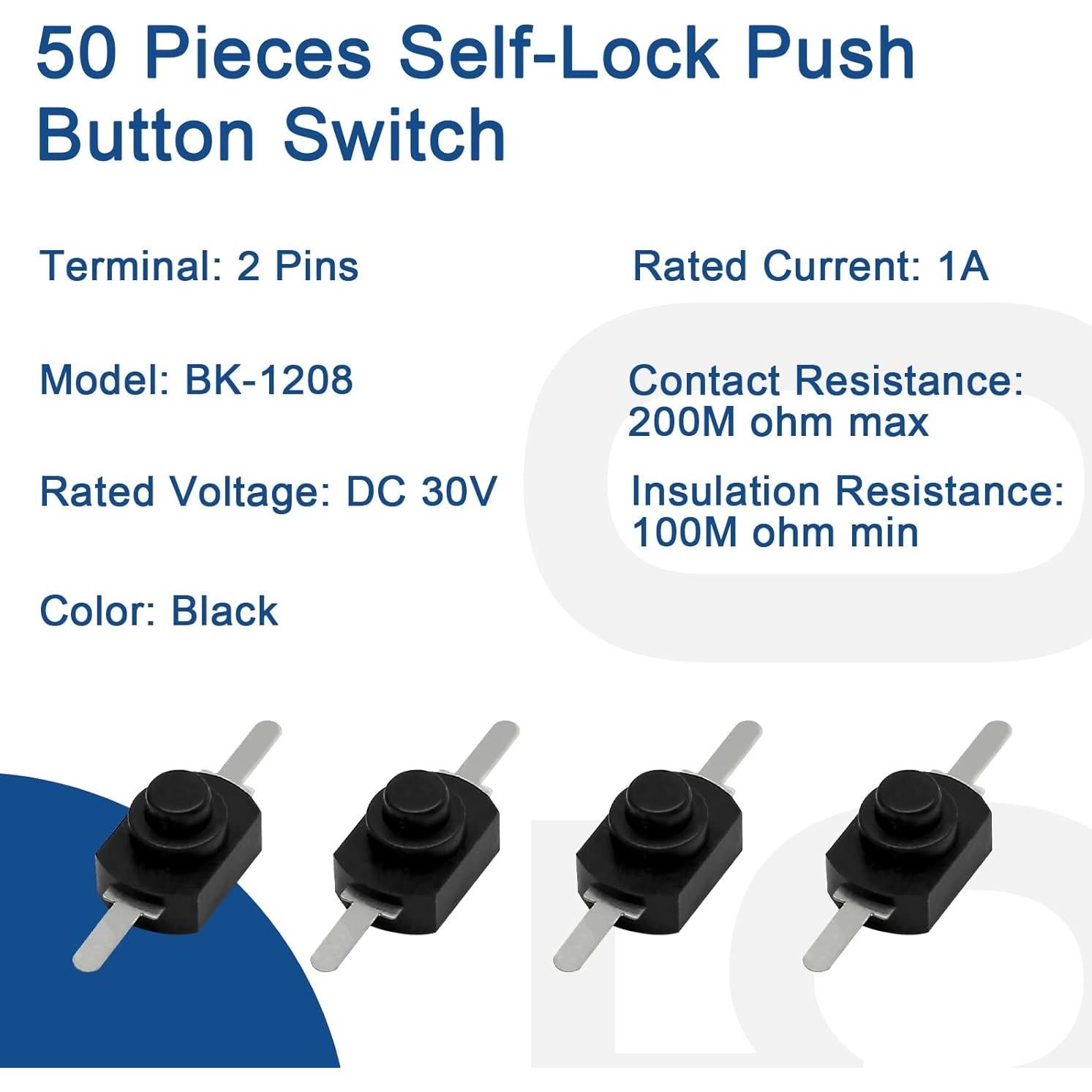 Interruptor Micro ON/OFF Litoexpe 50 Pcs 30V 1A Negro