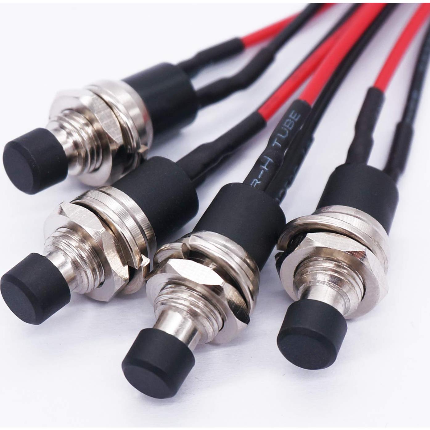 Interruptor de Botón de Presión Twidec 3A 250V 4 Pcs Negro