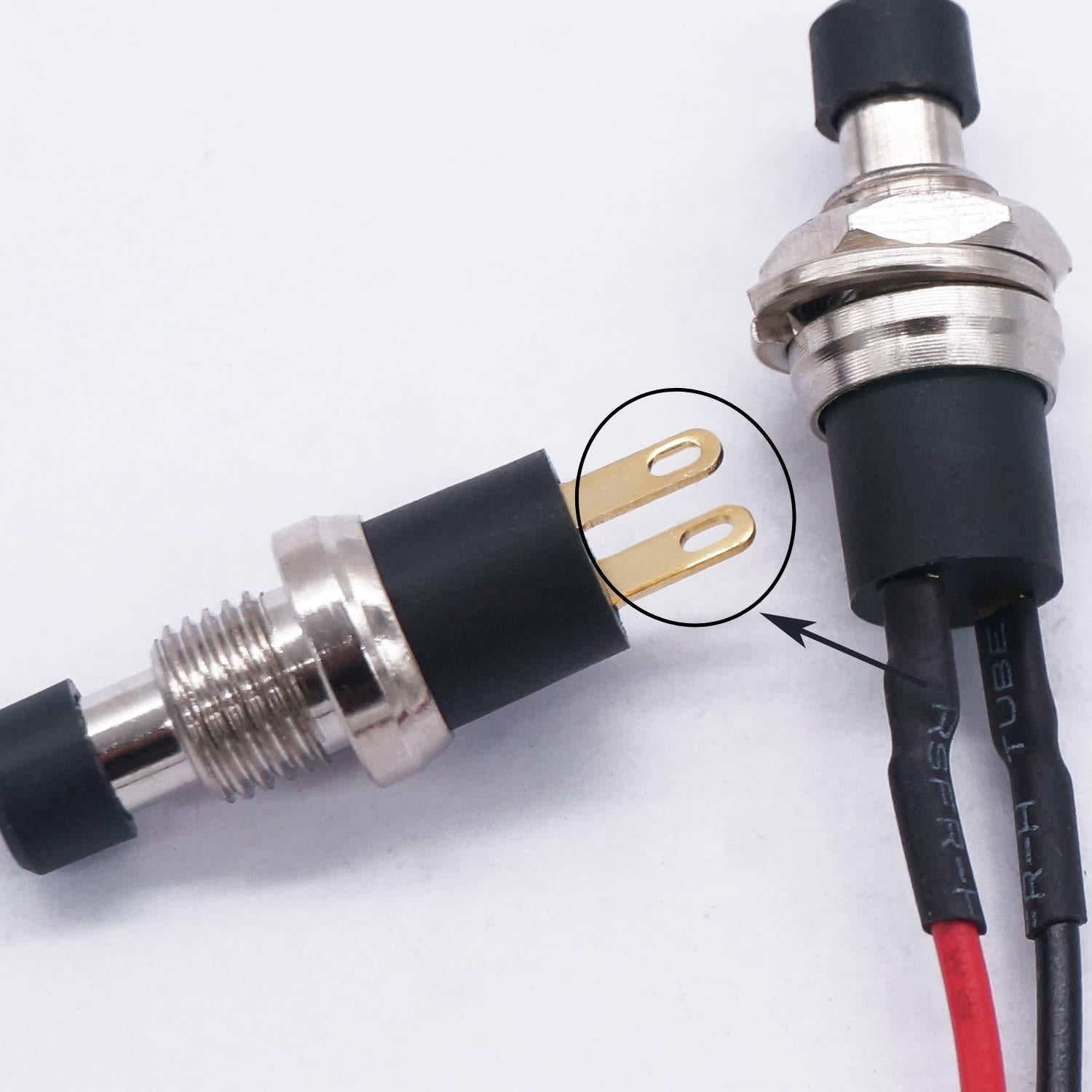 Interruptor de Botón de Presión Twidec 3A 250V 4 Pcs Negro