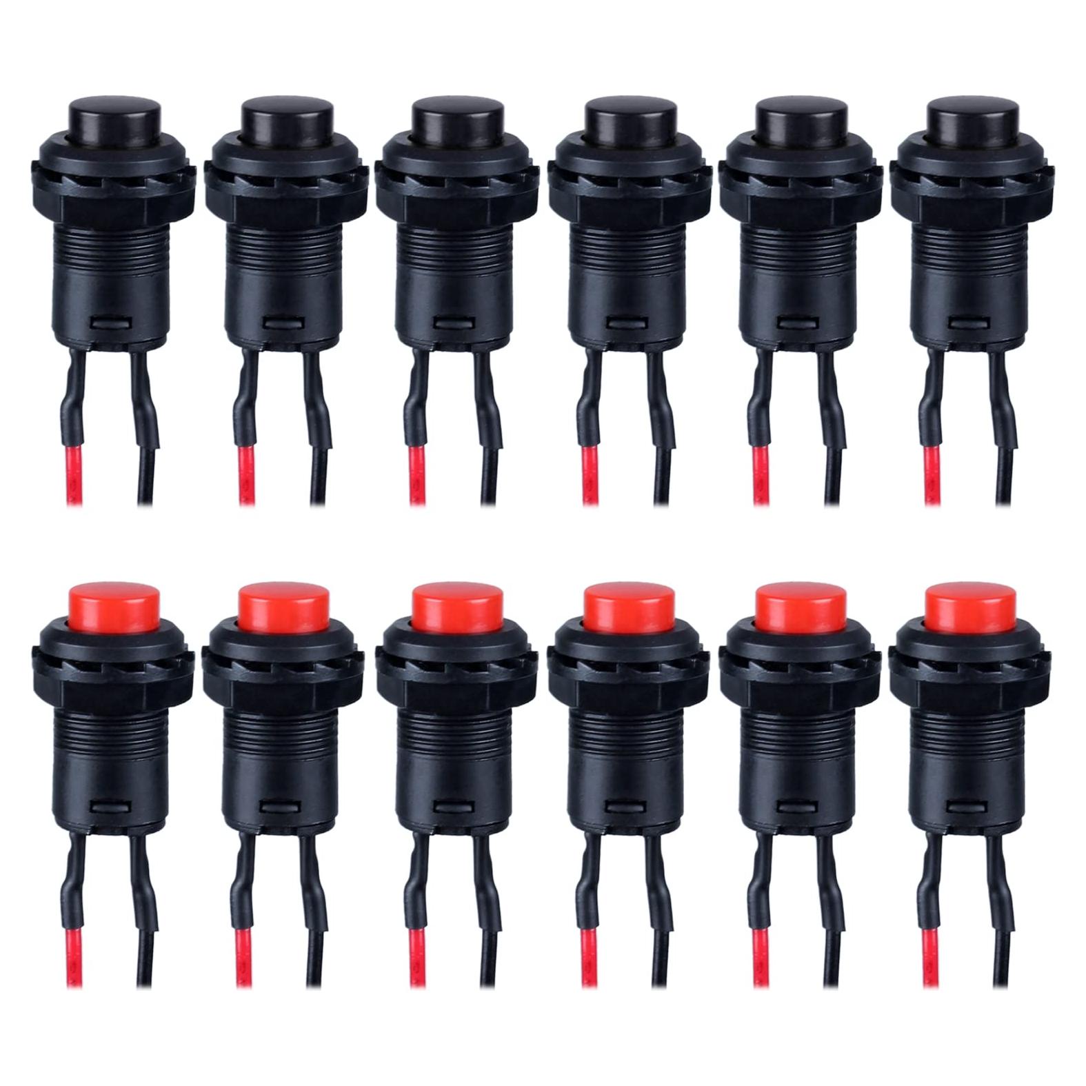 Paquete de 12 Interruptores de Botón Mini DMWD 12mm ON-Off