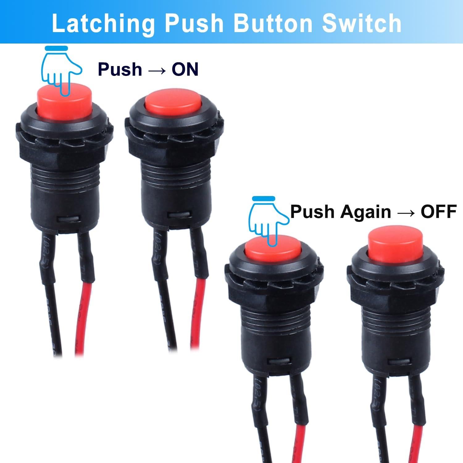 Paquete de 12 Interruptores de Botón Mini DMWD 12mm ON-Off