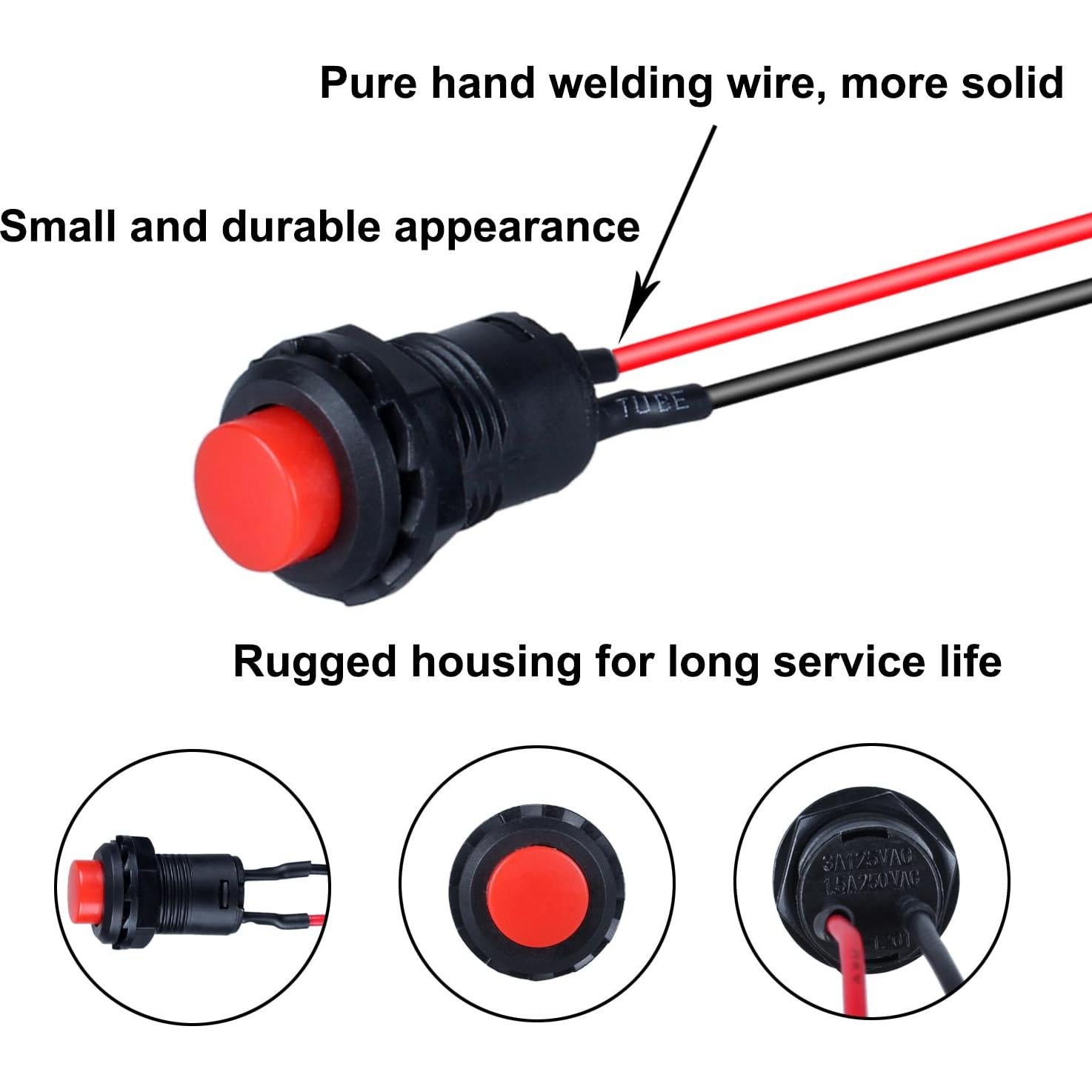 Paquete de 12 Interruptores de Botón Mini DMWD 12mm ON-Off