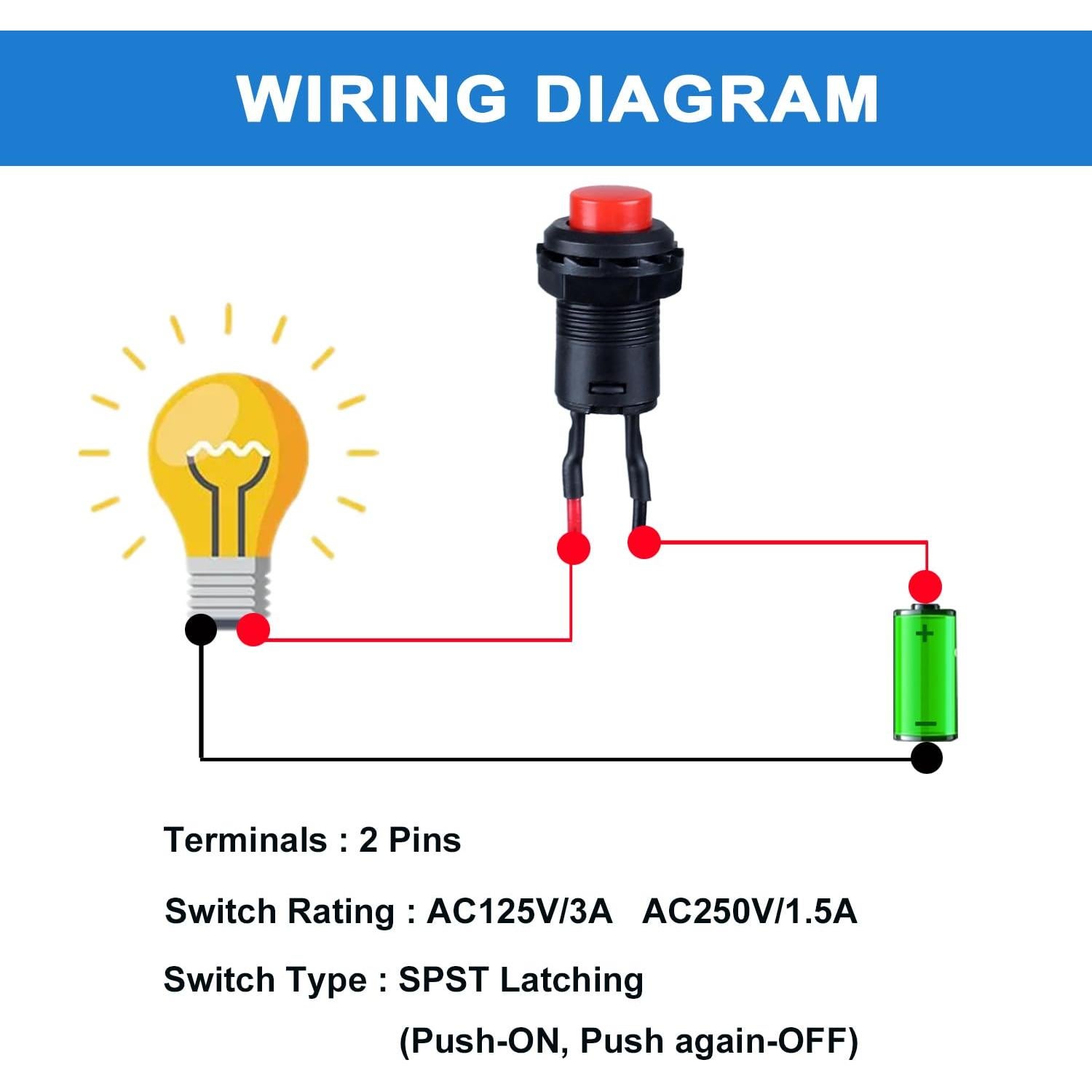 Paquete de 12 Interruptores de Botón Mini DMWD 12mm ON-Off