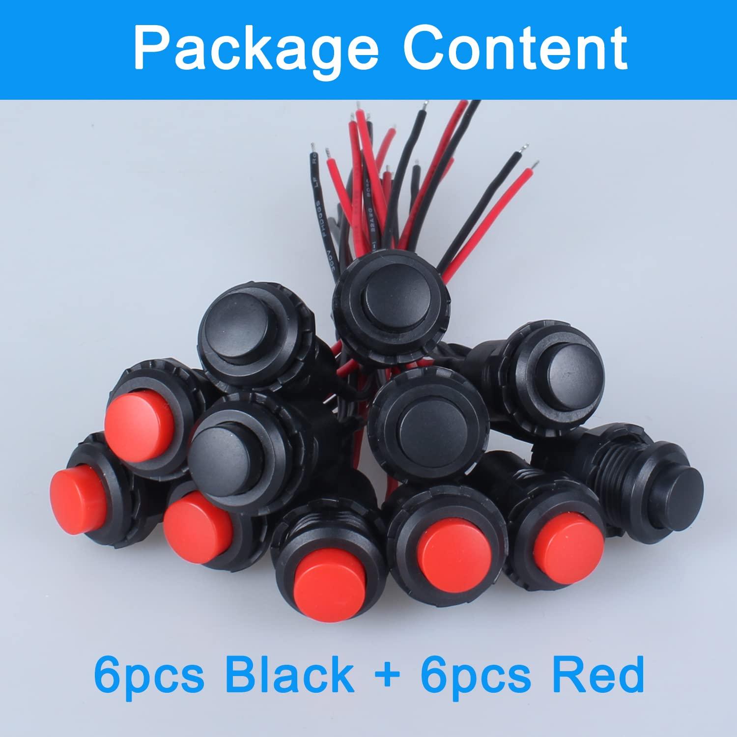 Paquete de 12 Interruptores de Botón Mini DMWD 12mm ON-Off