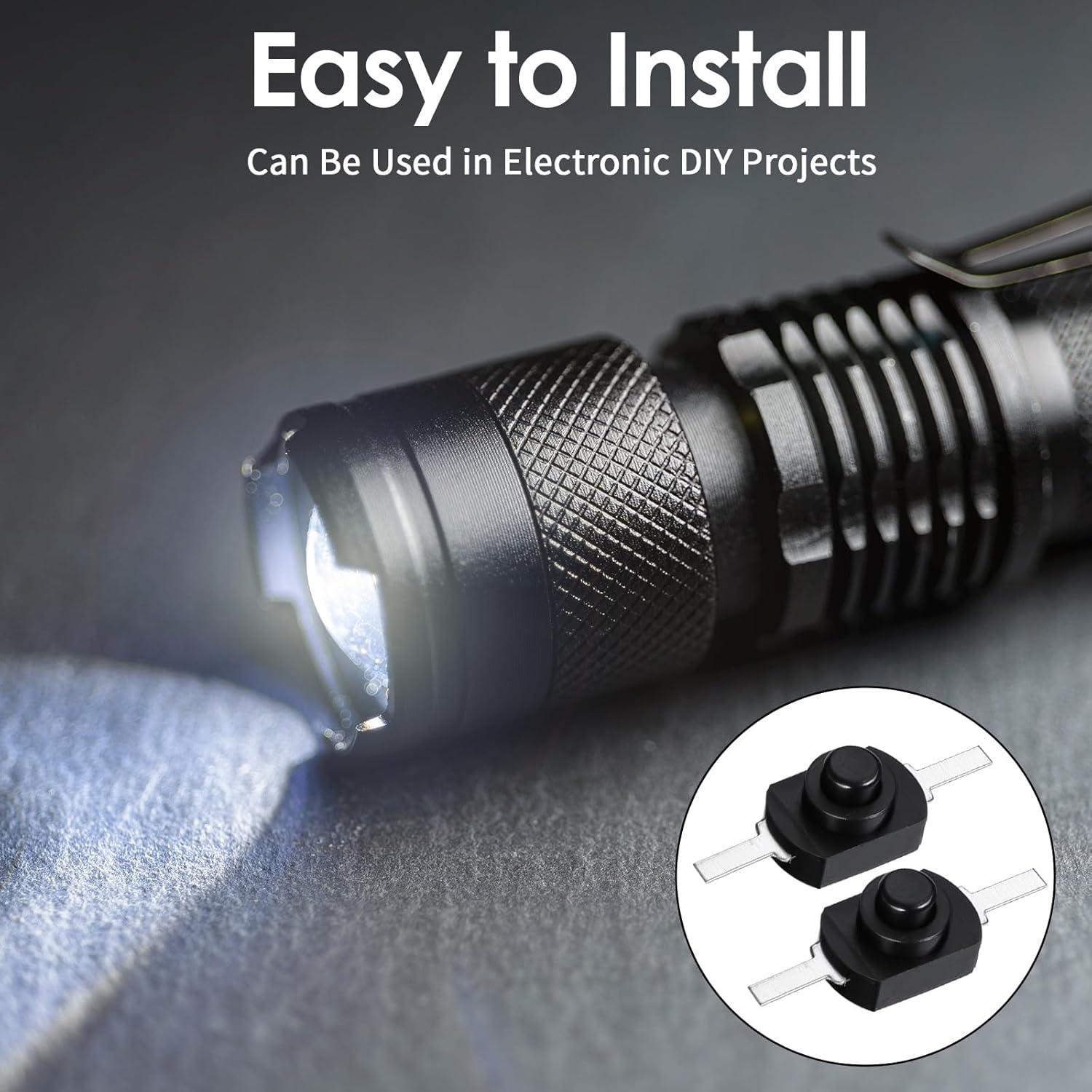 50 Interruptores Mini con Bloqueo Gtziqa 12x8mm DC 30V 1A