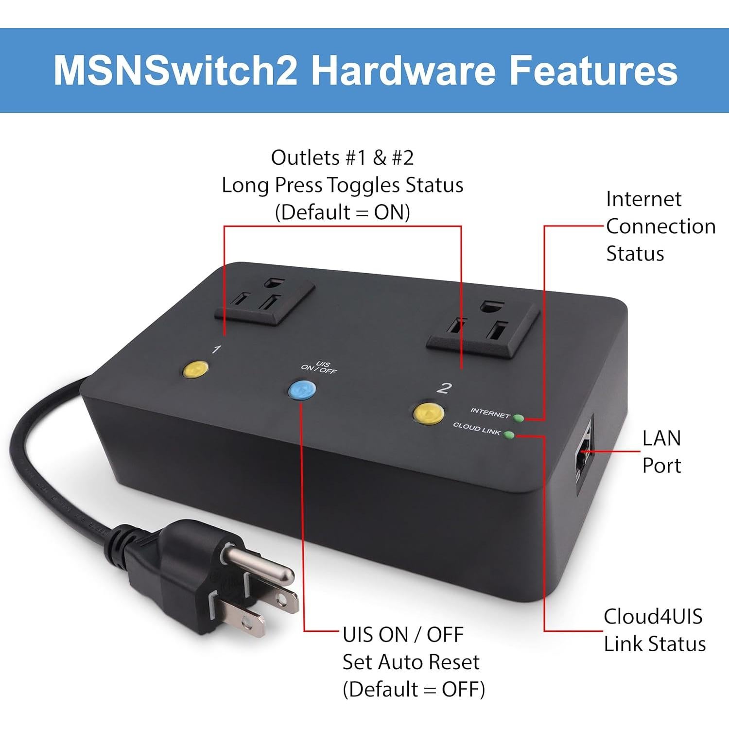 Interruptor Remoto Proxicast UIS-722b con 2 Salidas AC y Control por App