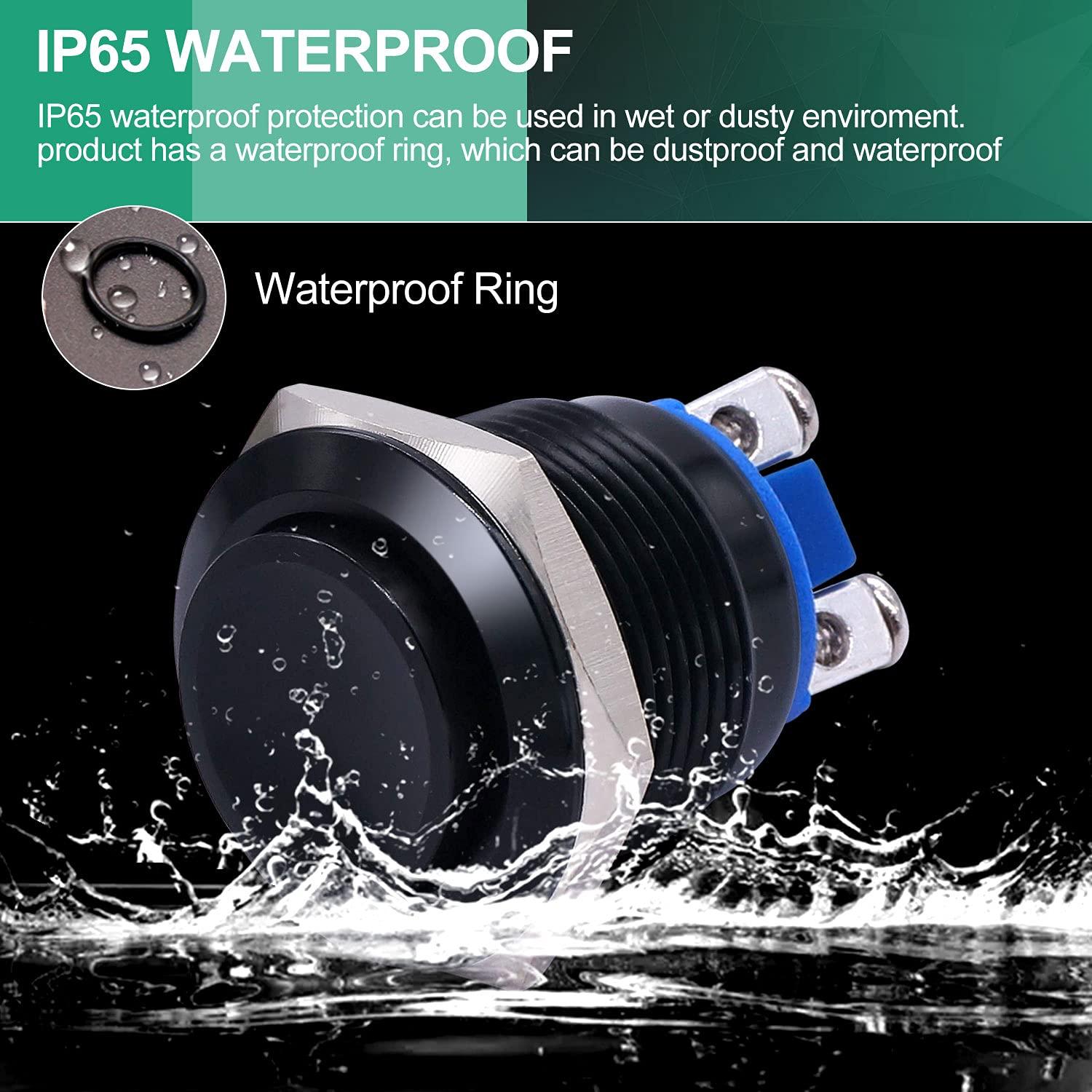 Interruptor de Botón Momentáneo Twidec 19mm Negro IP65