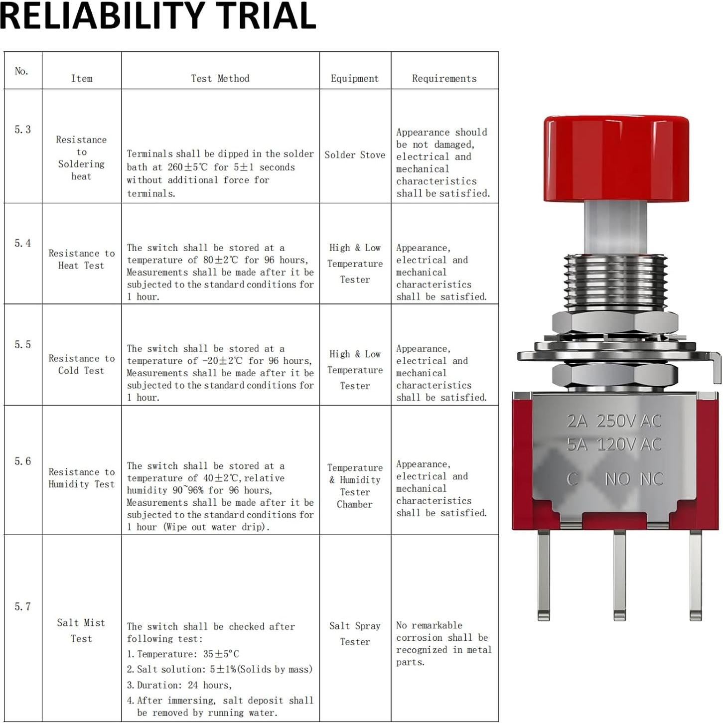 Interruptor de Botón Momentáneo 6 Pines DIYhz Rojo 3Pcs