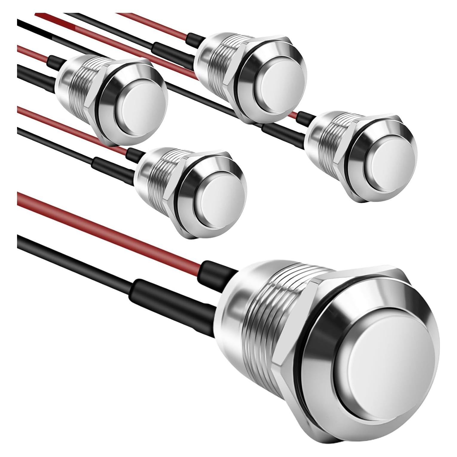 Interruptor de Botón Momentáneo Dirvcp IP66 5 Pcs Plateado