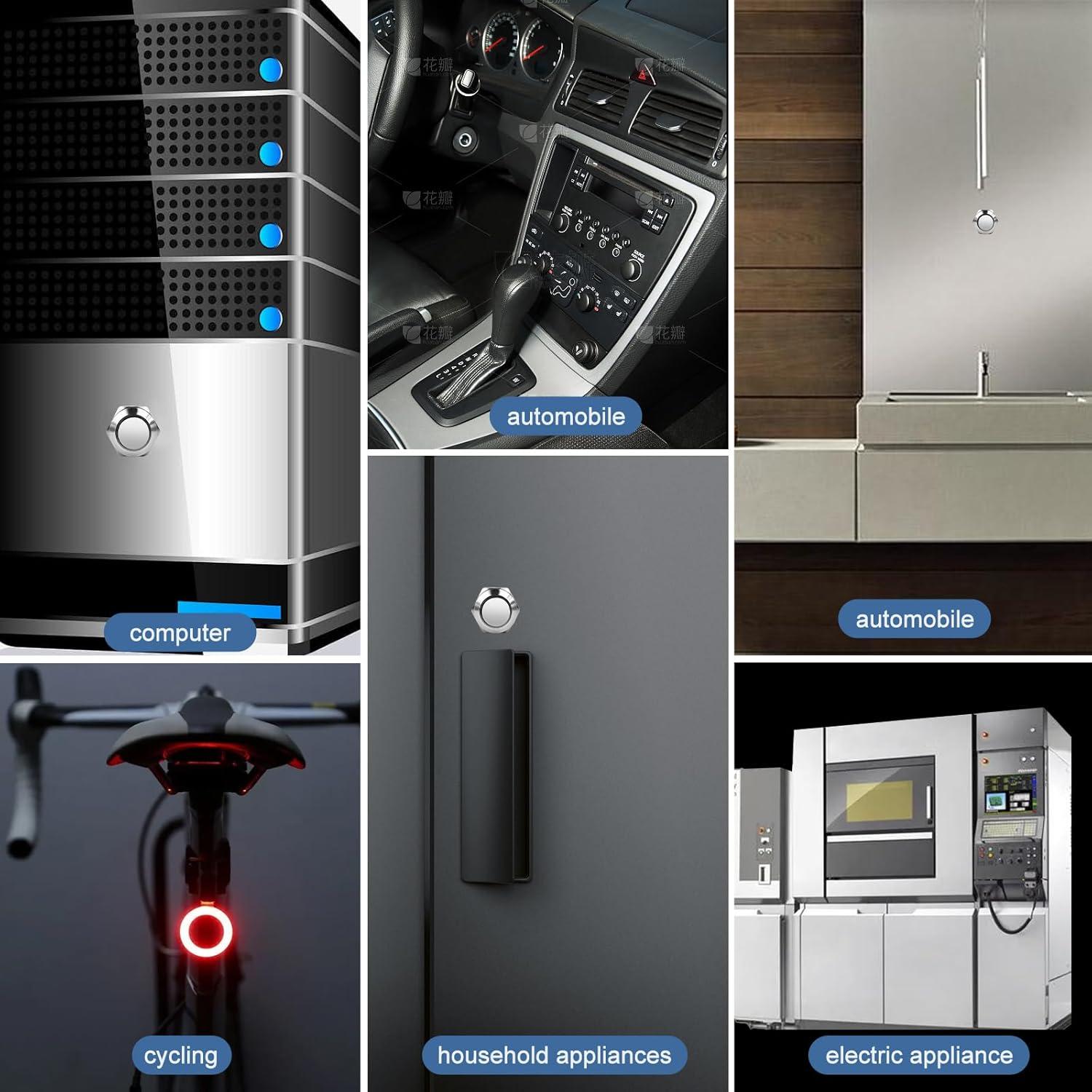 Interruptor de Botón Momentáneo Dirvcp IP66 5 Pcs Plateado