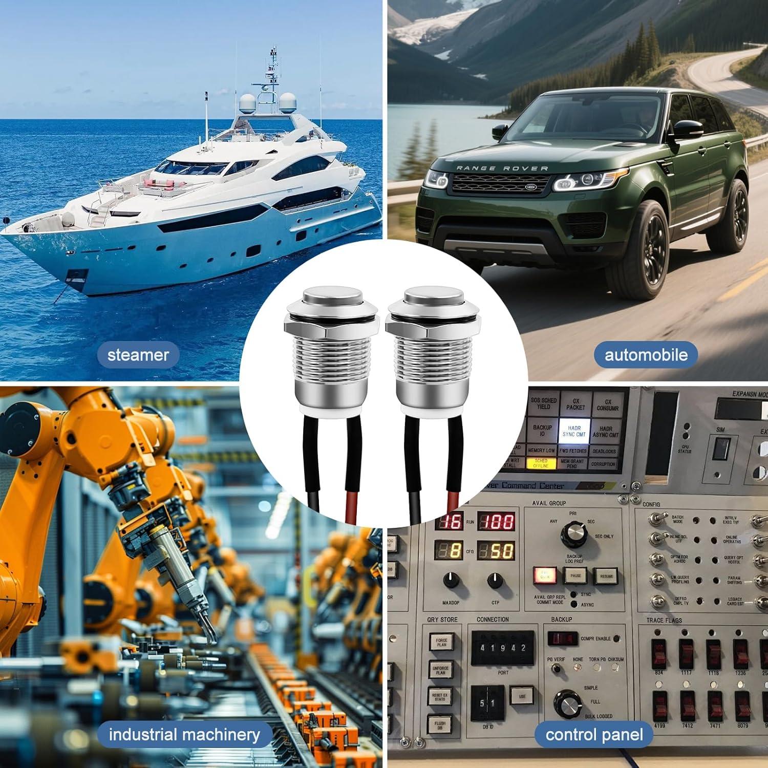 Interruptor de Botón Momentáneo Dirvcp IP66 5 Pcs Plateado