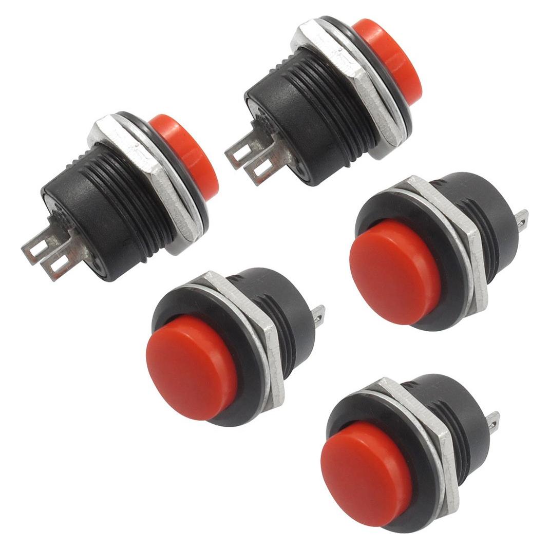 Interruptor de Botón Momentáneo uxcell Rojo 5 Unidades 15mm