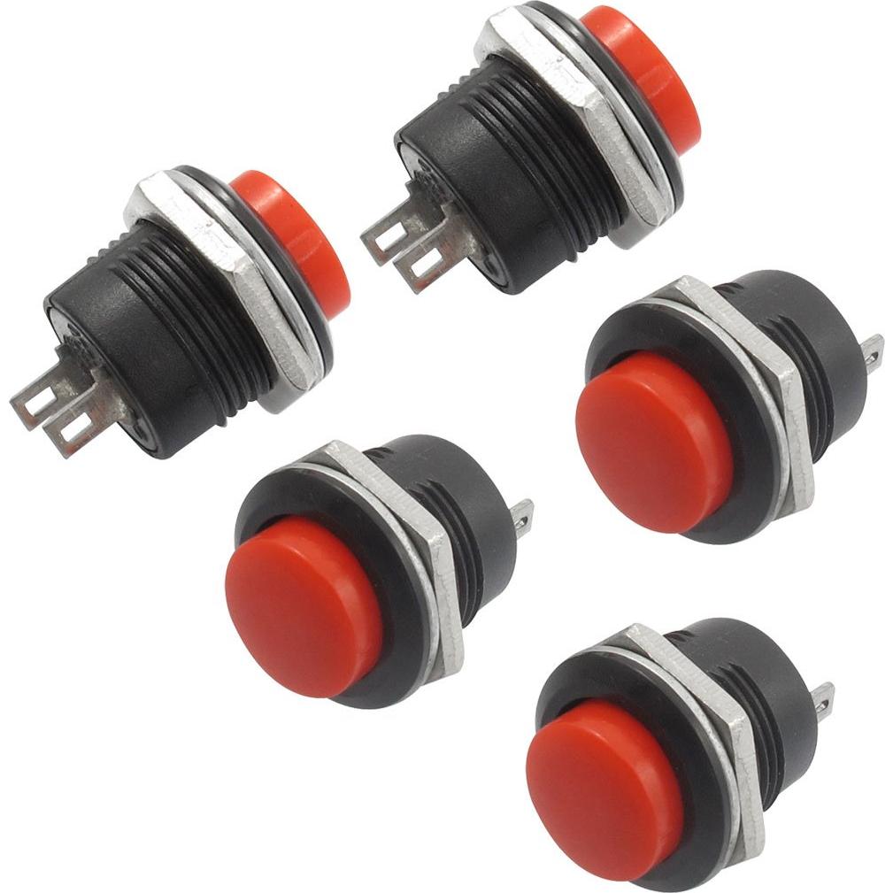 Interruptor de Botón Momentáneo uxcell Rojo 5 Unidades 15mm