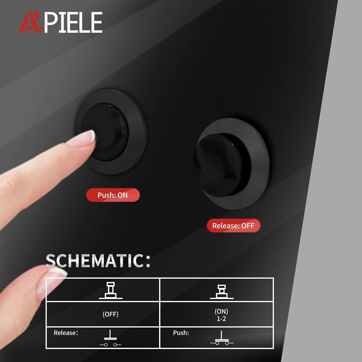 Interruptor de Botón Momentáneo APIELE R13-507 16mm 6 Pcs Negro