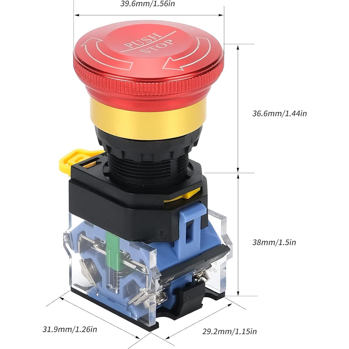 Botón de Parada de Emergencia MARSTEK 22mm IP67 10A 440V