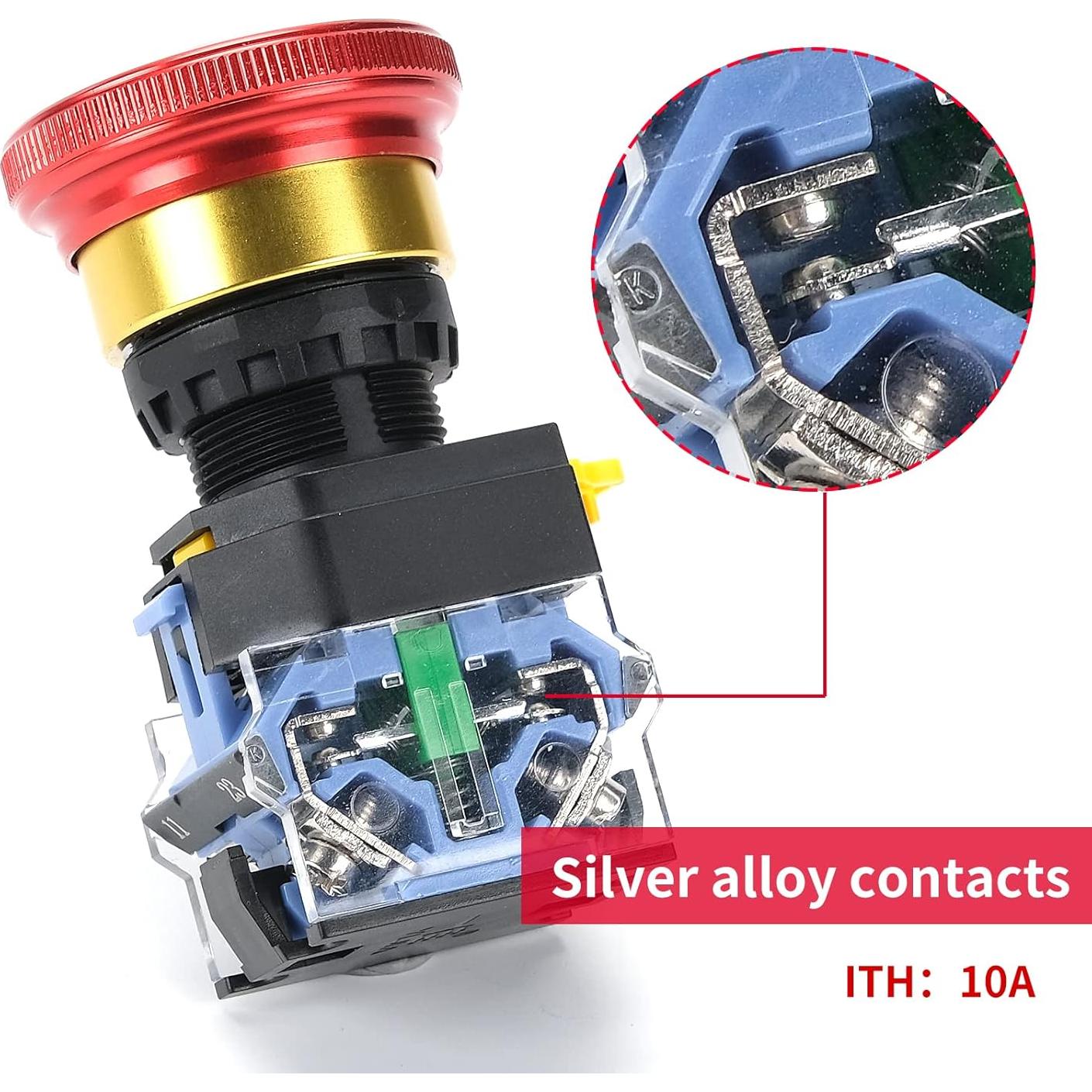 Botón de Parada de Emergencia MARSTEK 22mm IP67 10A 440V