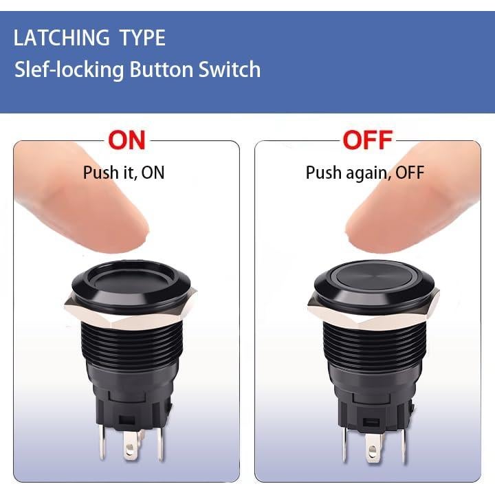 Interruptor pulsador 19mm LANGIR 12V CC a prueba de agua LED