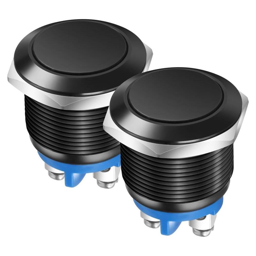 Interruptor Momentáneo IP65 22mm 3A 12V 24V 36V 110V 250V Aluminio Negro