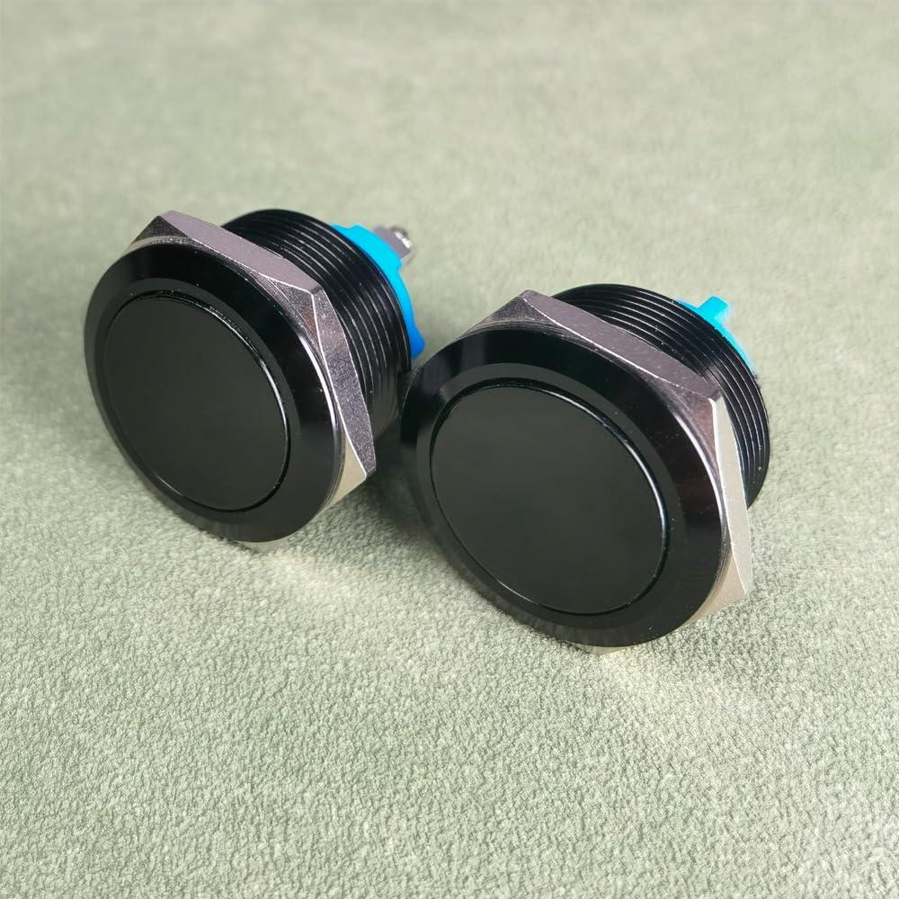 Interruptor Momentáneo IP65 22mm 3A 12V 24V 36V 110V 250V Aluminio Negro