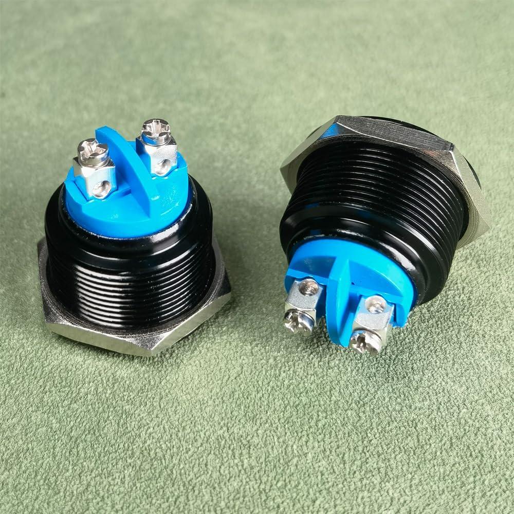 Interruptor Momentáneo IP65 22mm 3A 12V 24V 36V 110V 250V Aluminio Negro