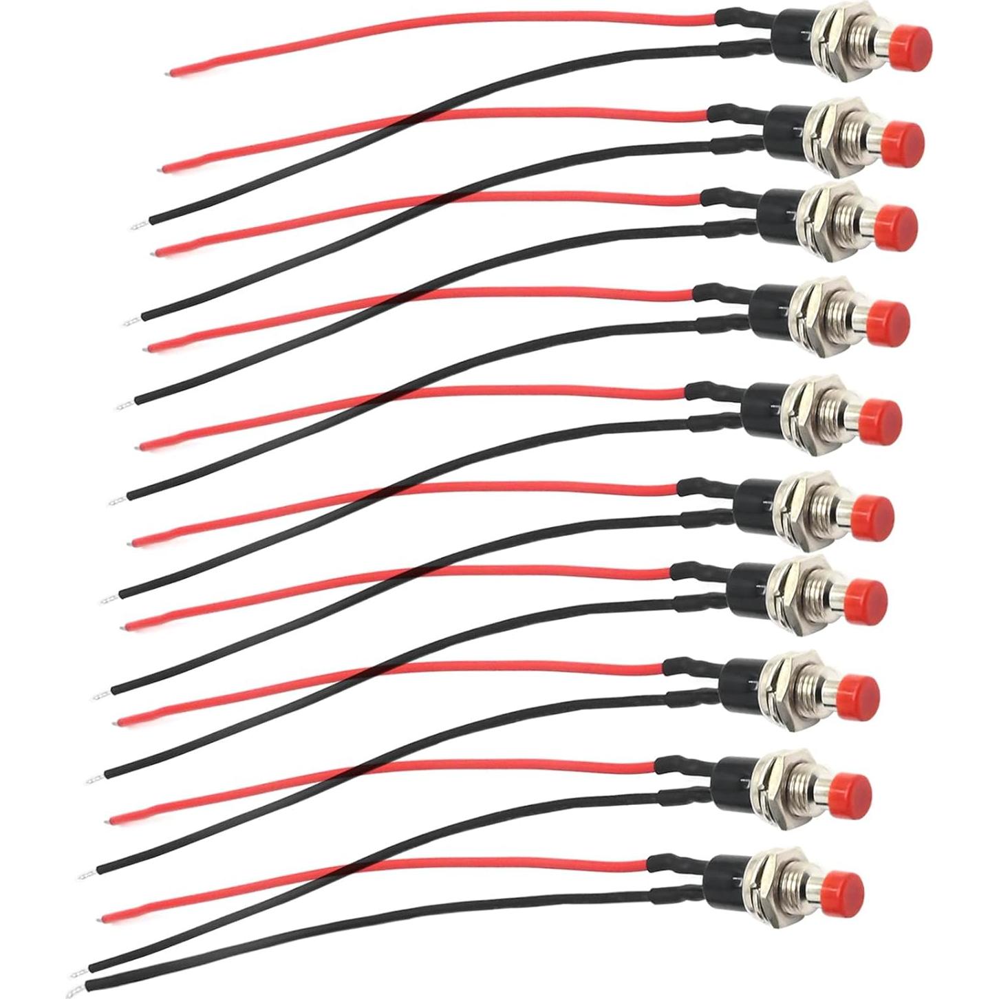 10 Interruptores de Botón Momentáneo Vkinman 1A 250V CA Rojo