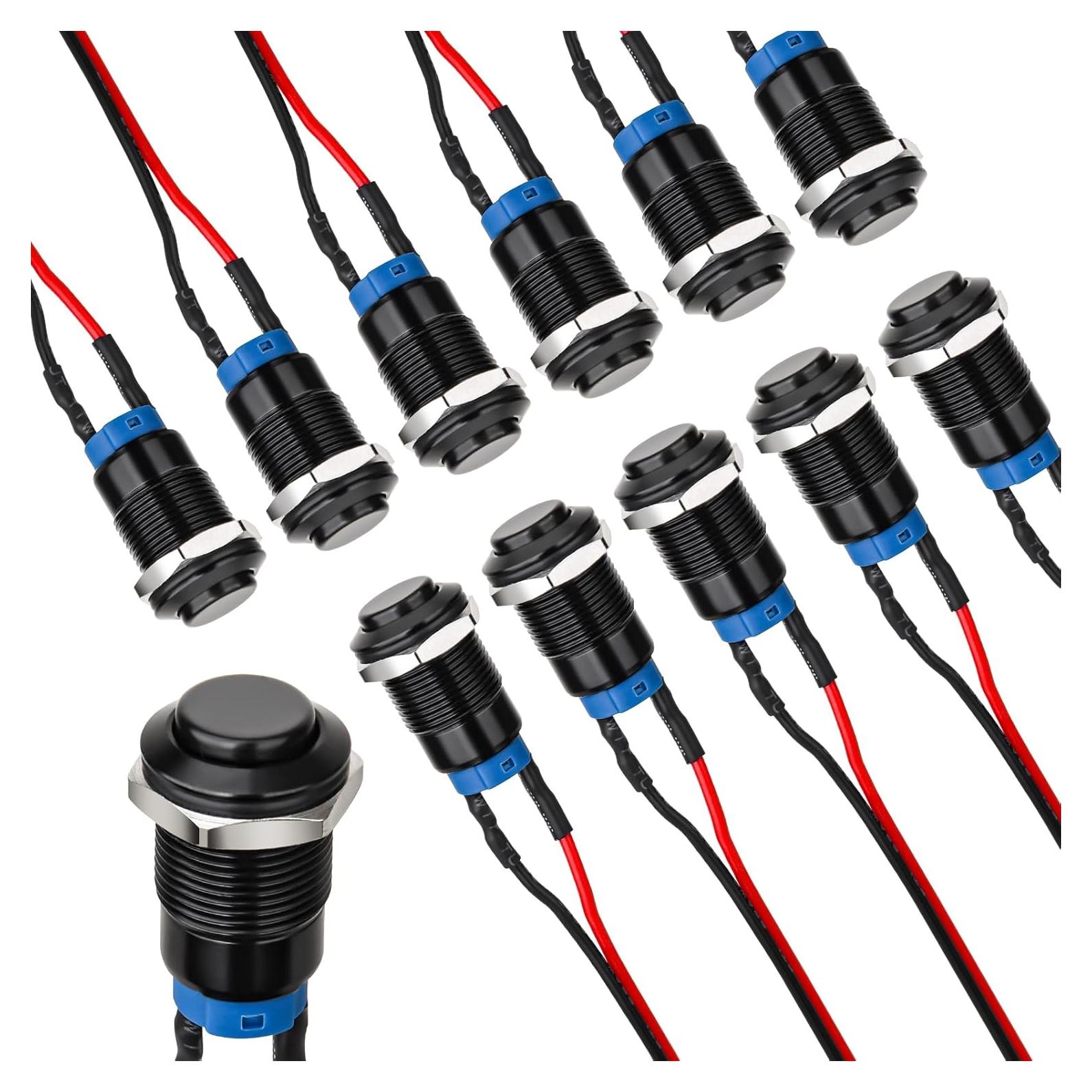 Interruptor pulsador 12mm AccEncyc - IP66, 10PCS, 3A 250V