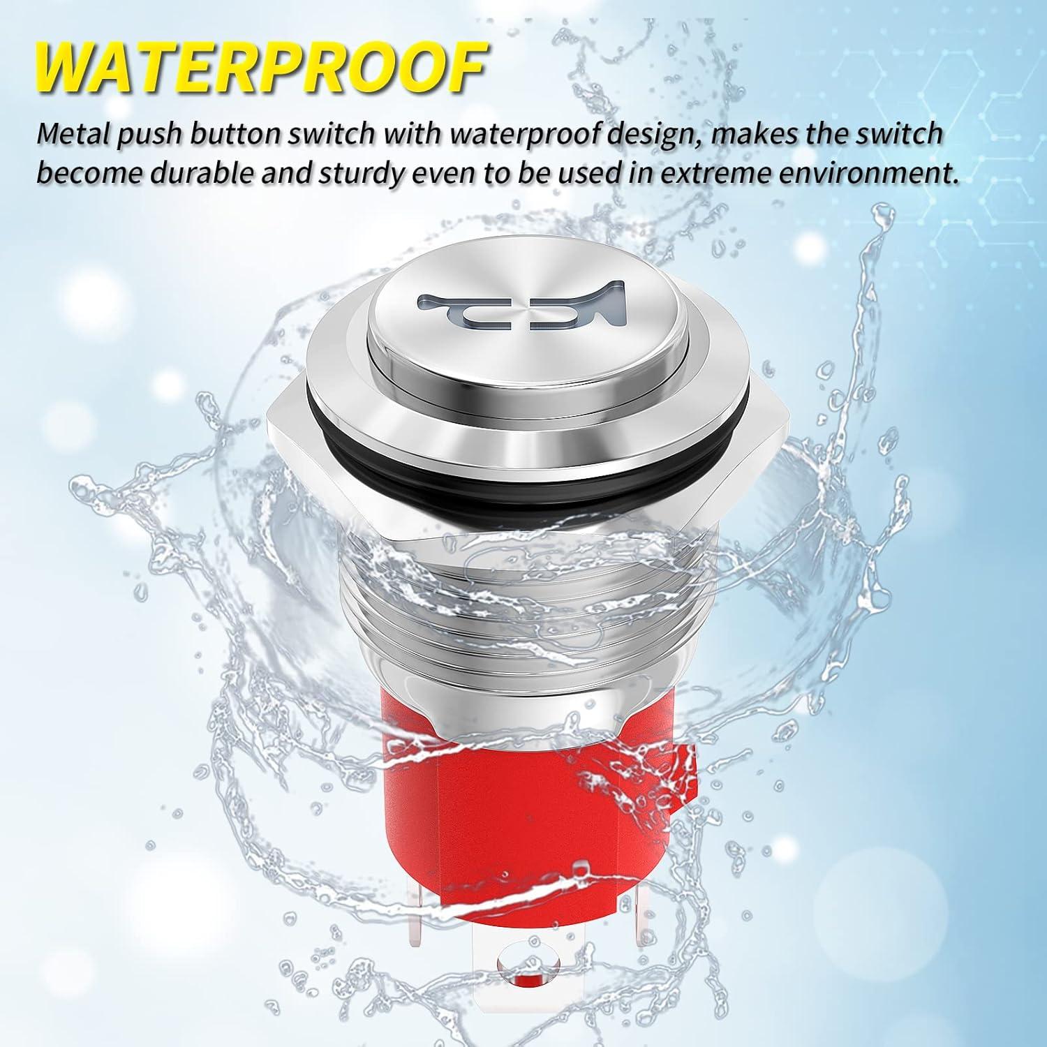 Interruptor de Botón de Cuerno Joinfworld 12V 20A Acero Inoxidable LED Azul