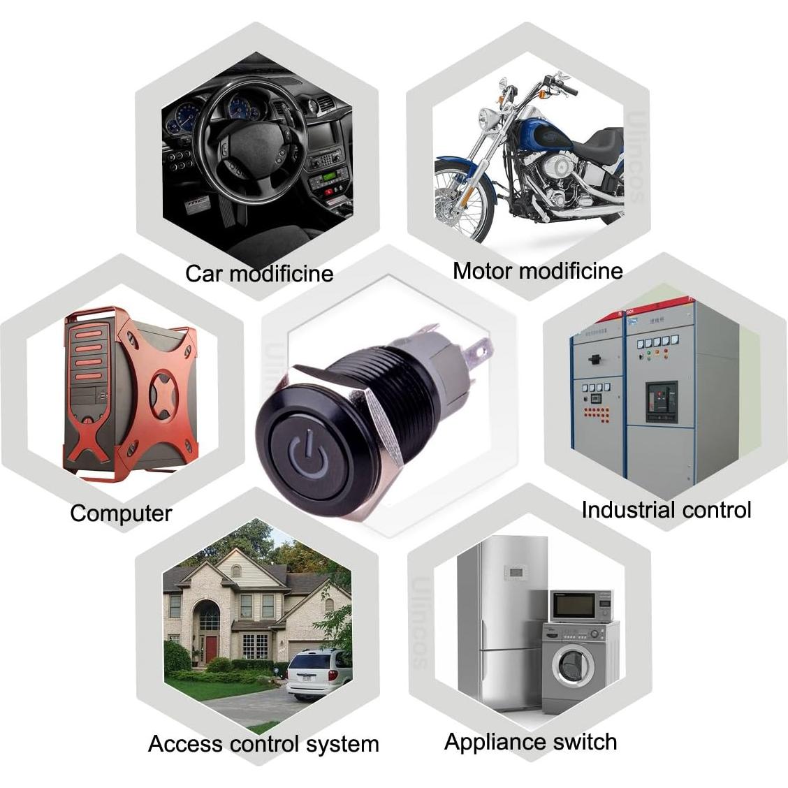 Interruptor de Botón de Presión Ulincos U16F5 1NO1NC Azul