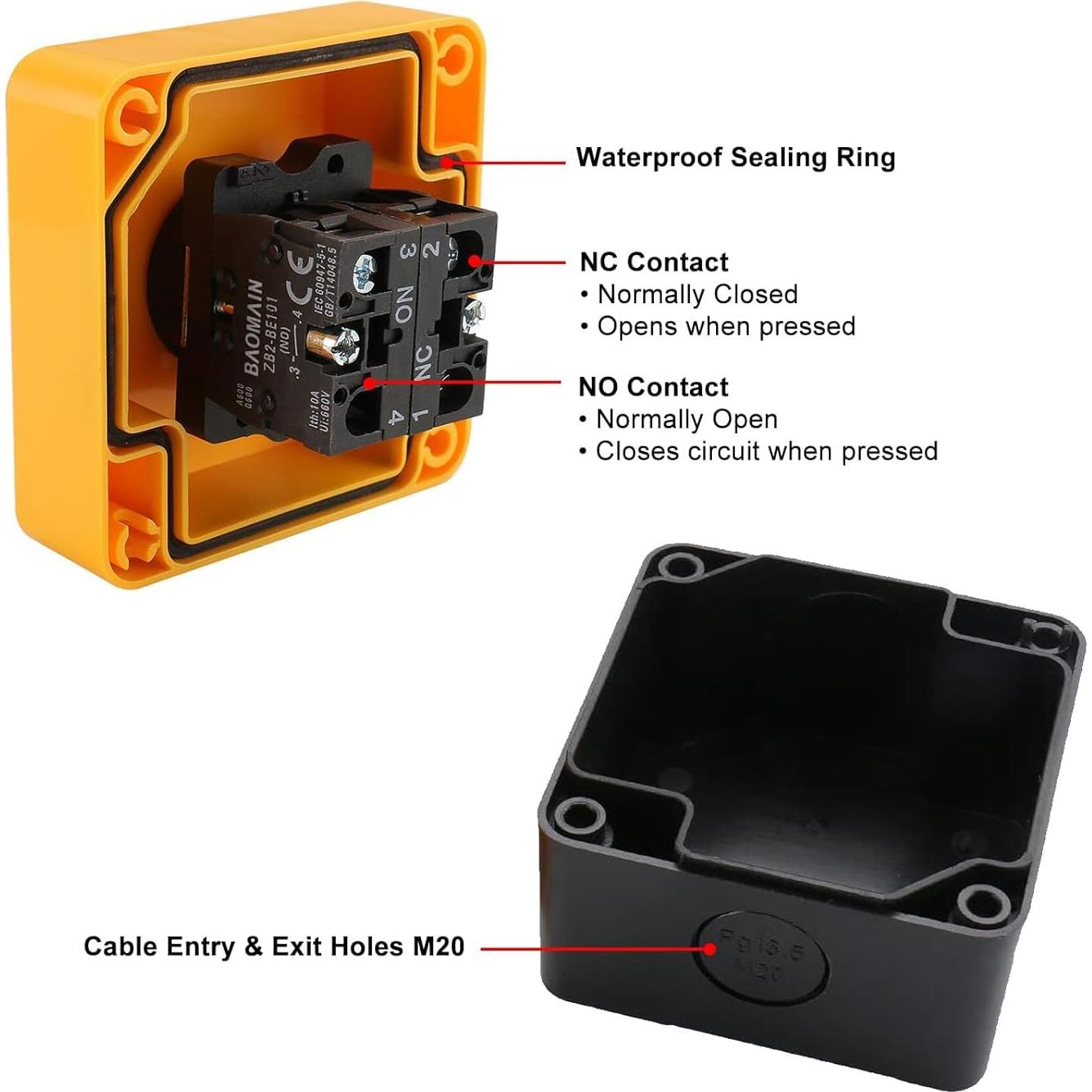 Interruptor de Parada de Emergencia Baomain 660V Momentáneo