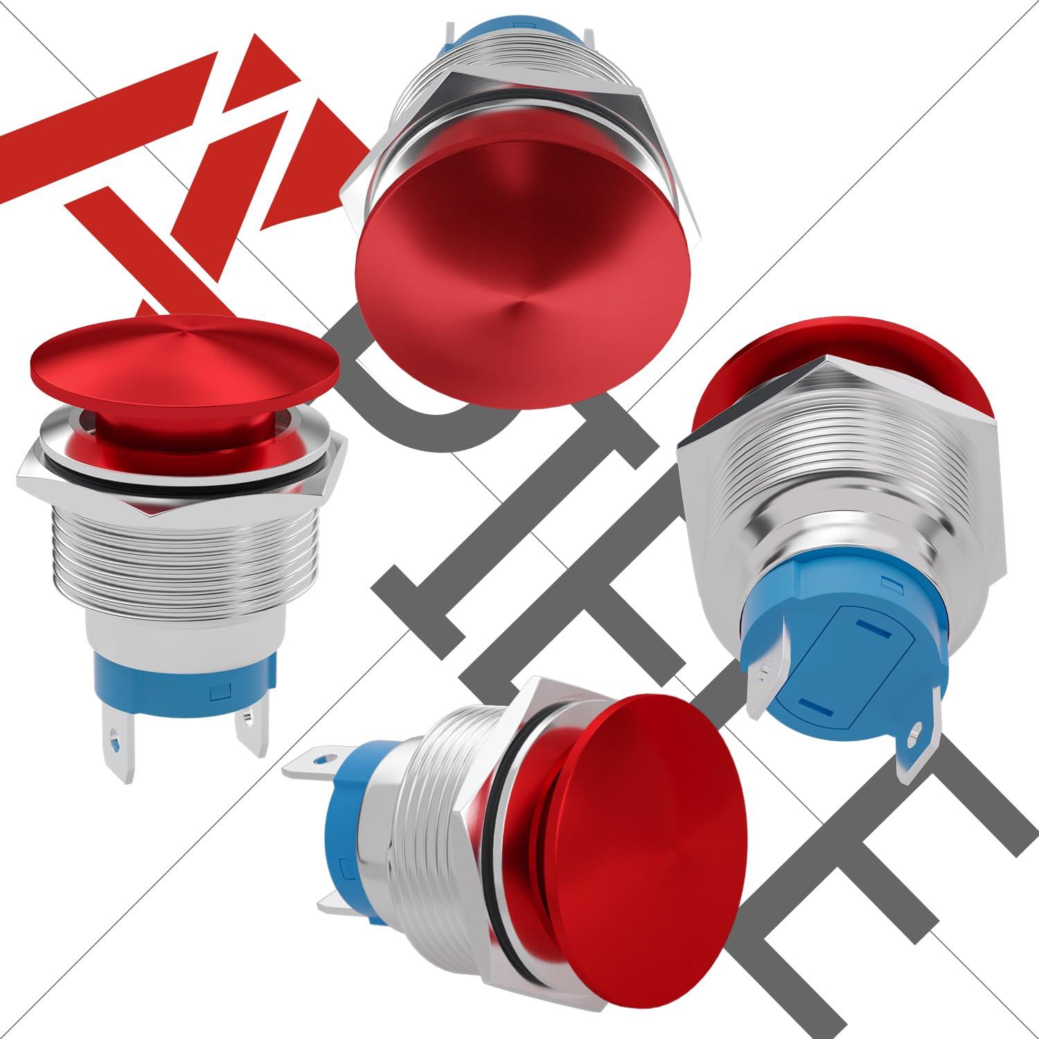 Interruptor Pulsador Momentáneo APIELE 19mm Rojo IP65 10A