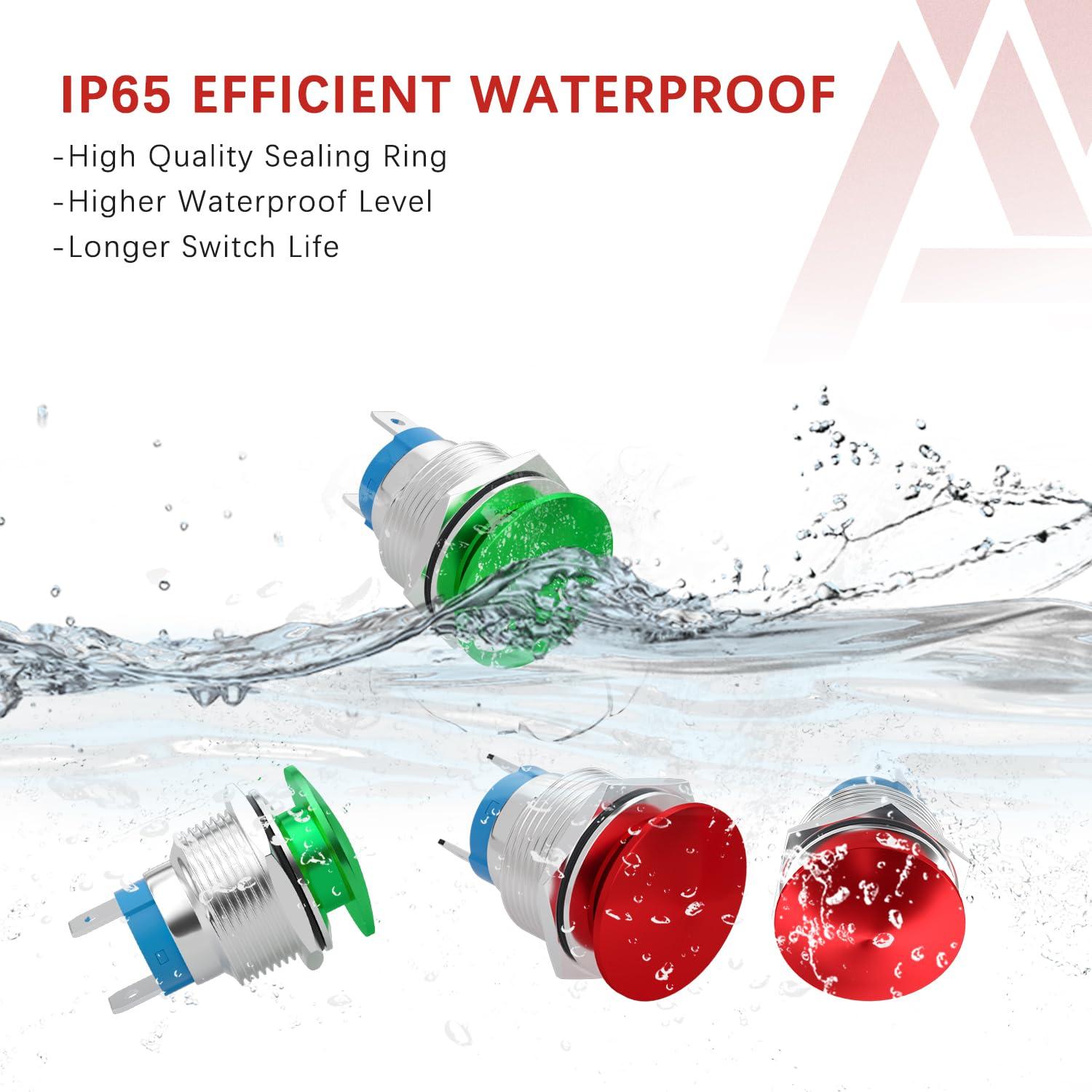 Interruptor Pulsador Momentáneo APIELE 19mm Rojo IP65 10A