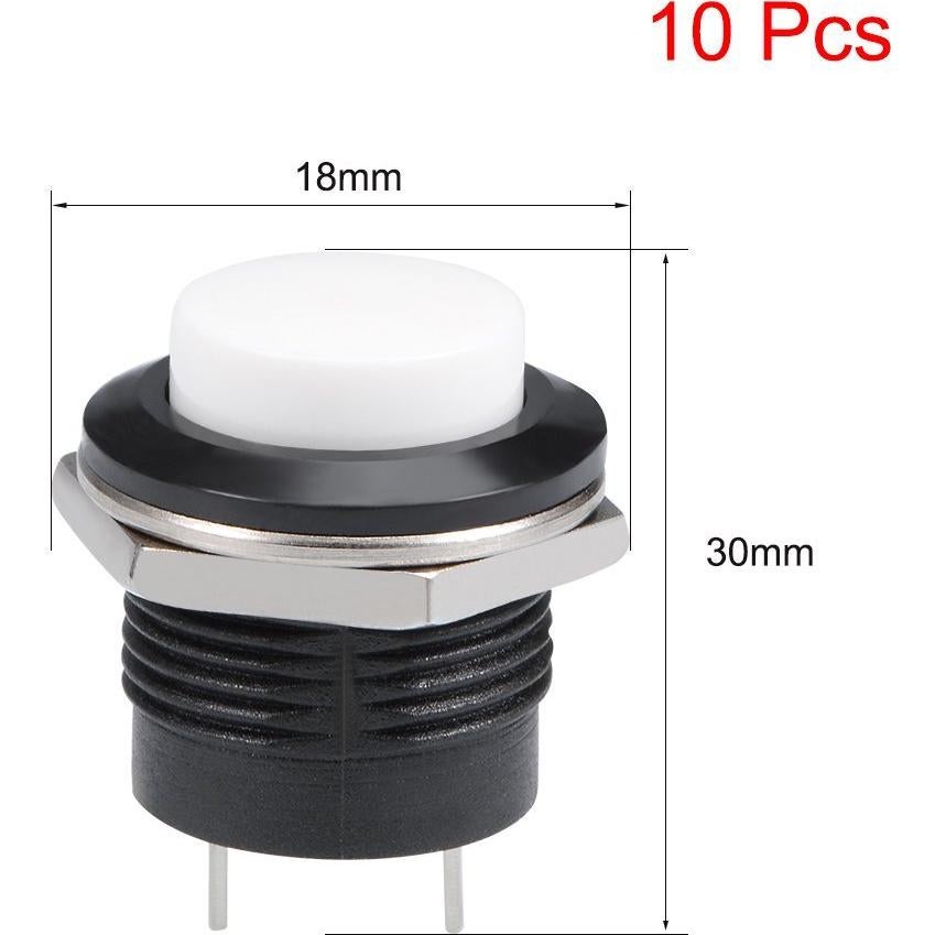 Botón Pulsador Momentáneo Blanco 16mm uxcell - 10 Piezas