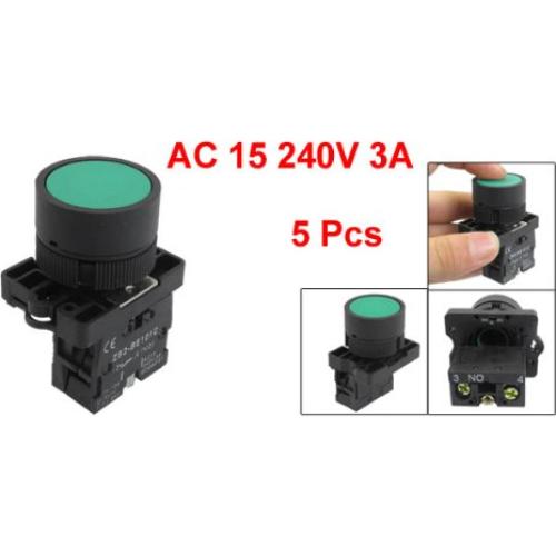 Interruptor de Botón Momentáneo Verde uxcell 600V 10A 5x22mm
