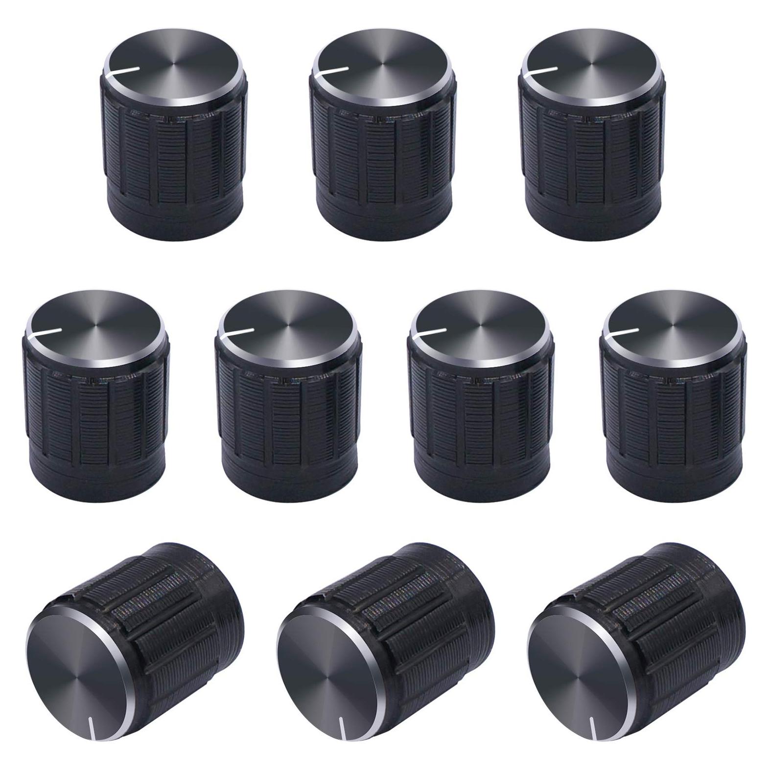 Perilla Rotativa Taiss 10pcs Eje Estriado 6mm Negro 15x16mm