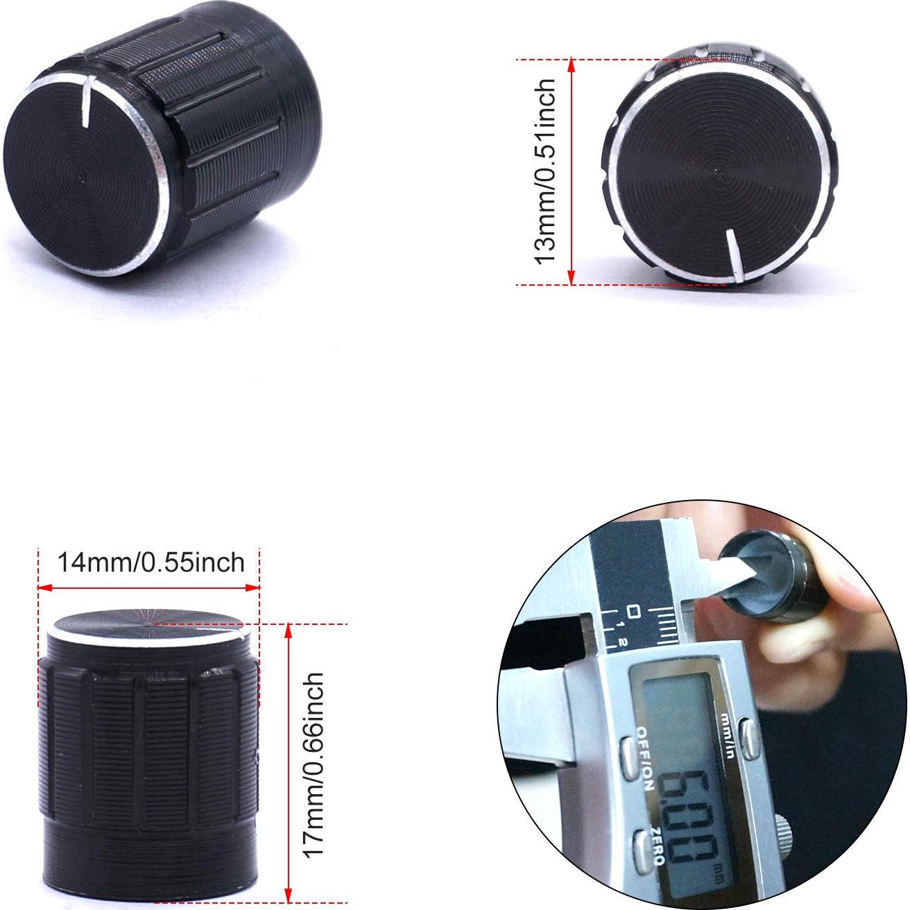 Perilla Rotativa Taiss 10pcs Eje Estriado 6mm Negro 15x16mm