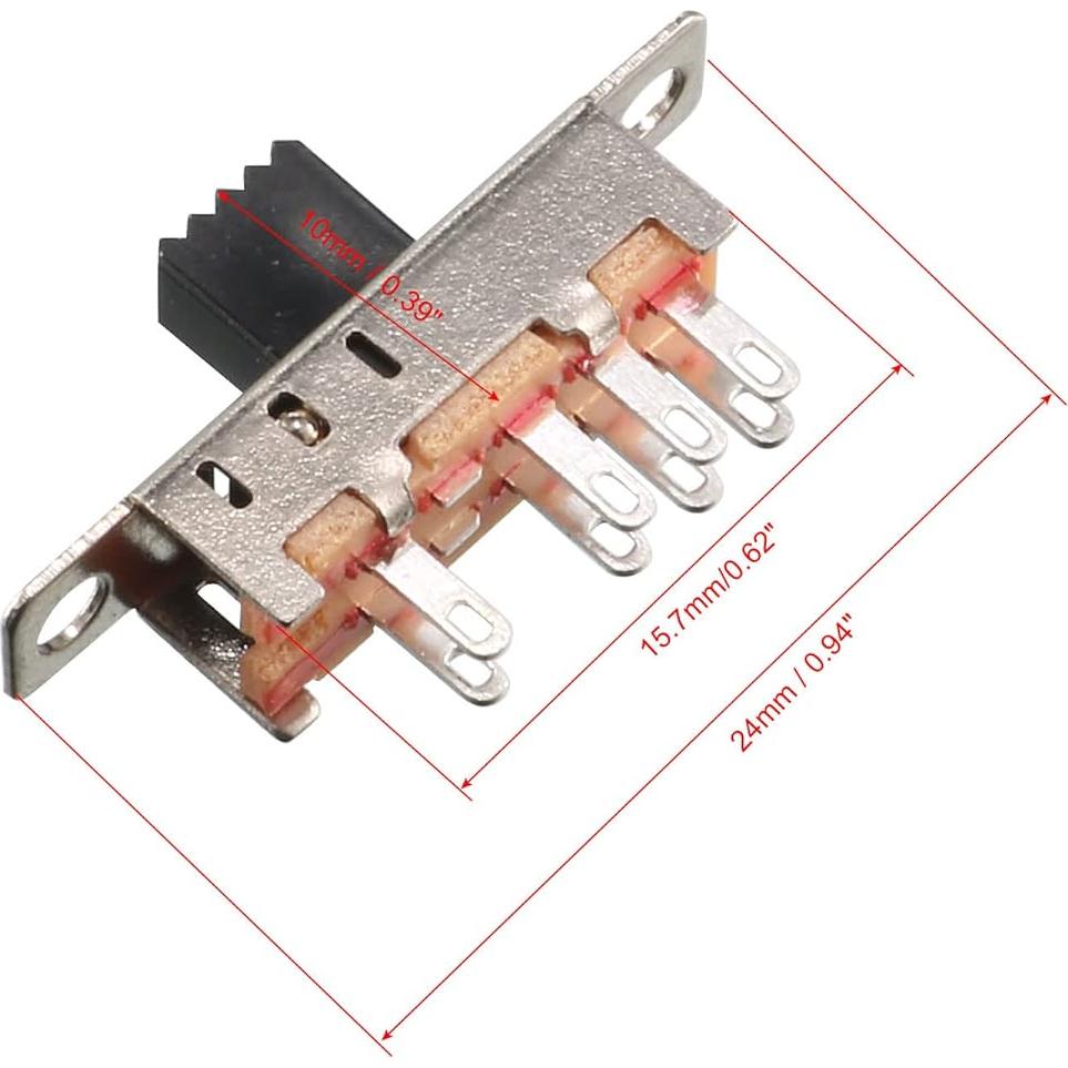 Interruptor deslizante 2P3T uxcell 5 Pcs 8 Terminales