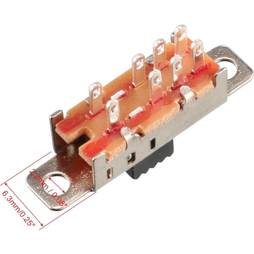Interruptor deslizante 2P3T uxcell 5 Pcs 8 Terminales