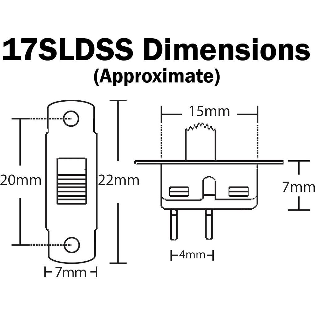 Paquete de 6 Interruptores Deslizantes Mini SPST 23mm EX