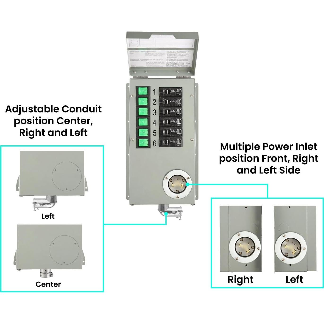 Interruptor de Transferencia HUNTKEY 30A 6 Circuitos 120V Interior