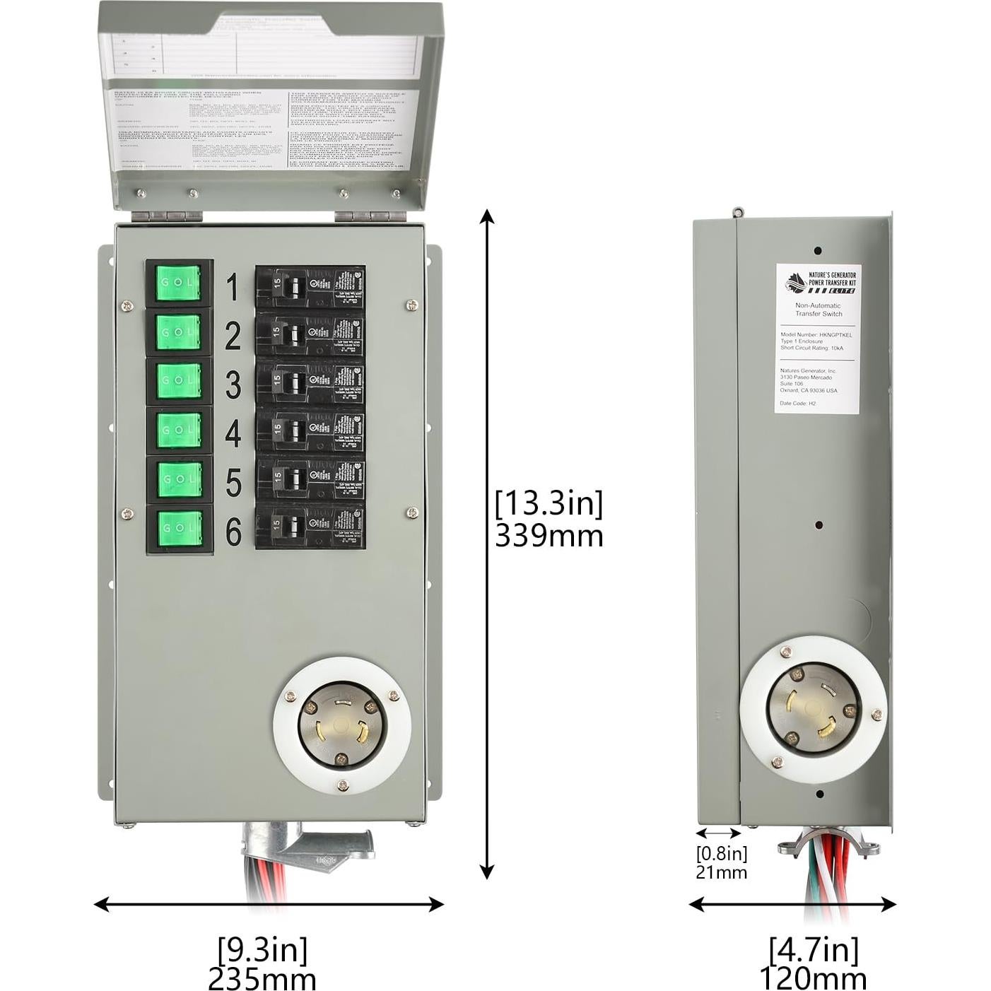Interruptor de Transferencia HUNTKEY 30A 6 Circuitos 120V Interior