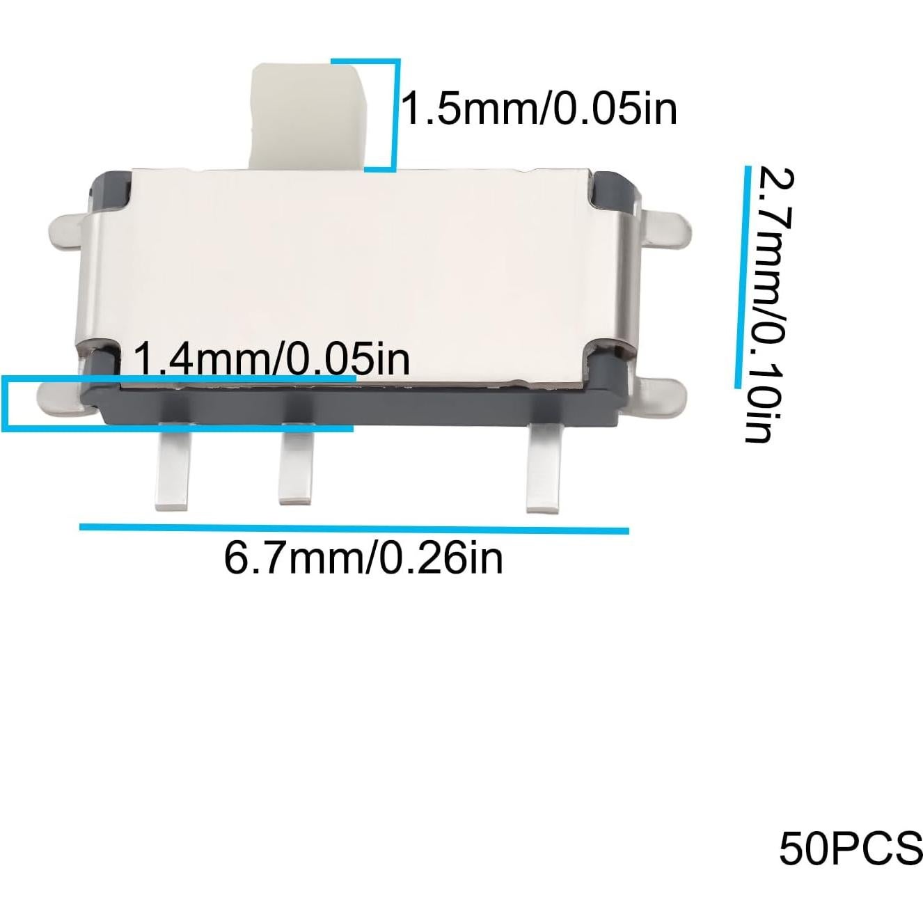 50 Interruptores Deslizantes 7 Pines SPDT MSK-12C02 para MP3/MP4