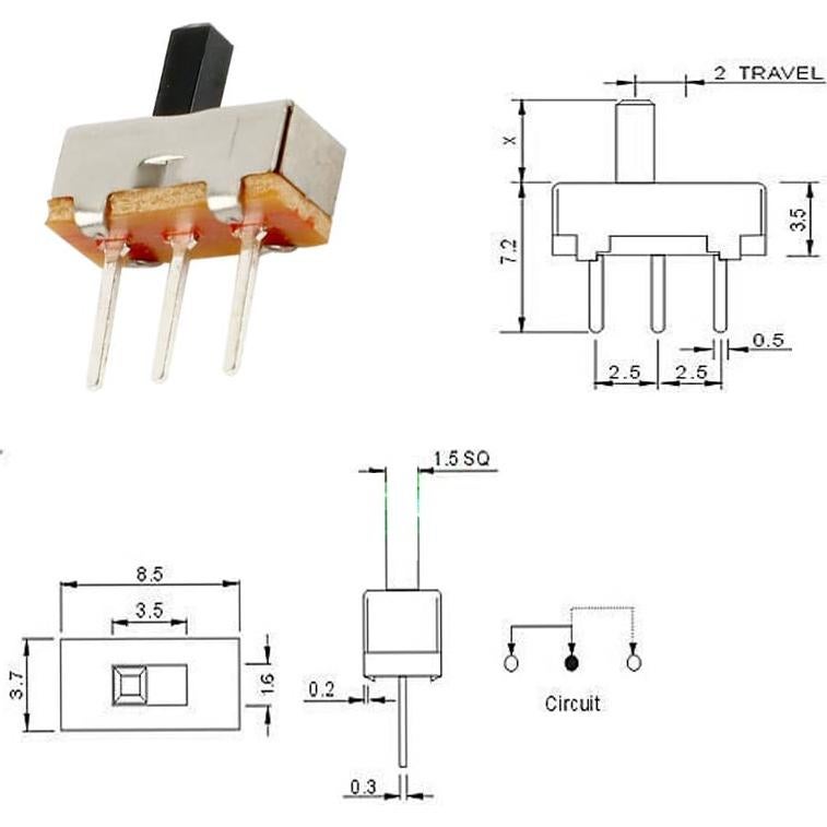 Interruptor Deslizante SPDT 3 Pines YEGAFE SS-12D00 G4